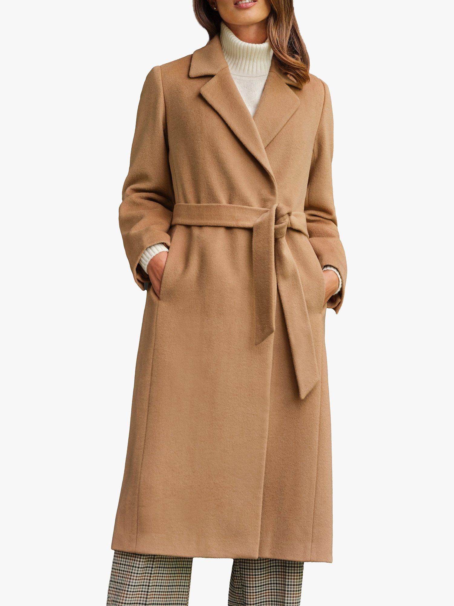 Pure Collection Luxury Wool Wrap Coat Camel