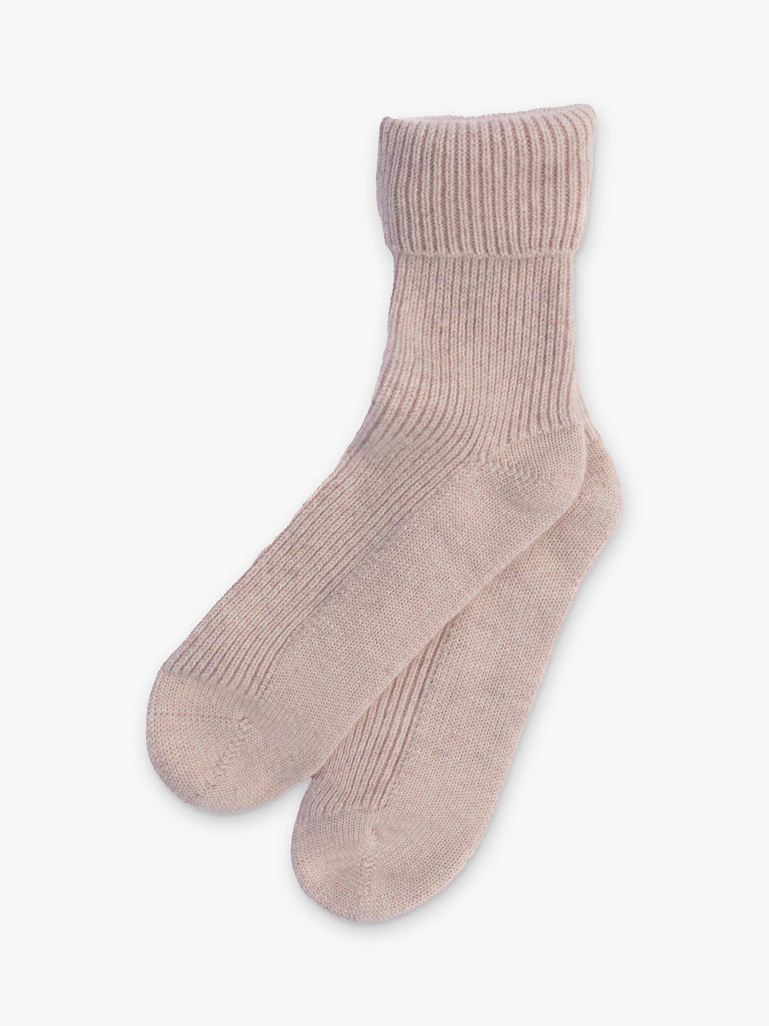 Product image 1 of 1, which shows Pure Collection Ribbed Cashmere Blend Socks, Marble, One Size
