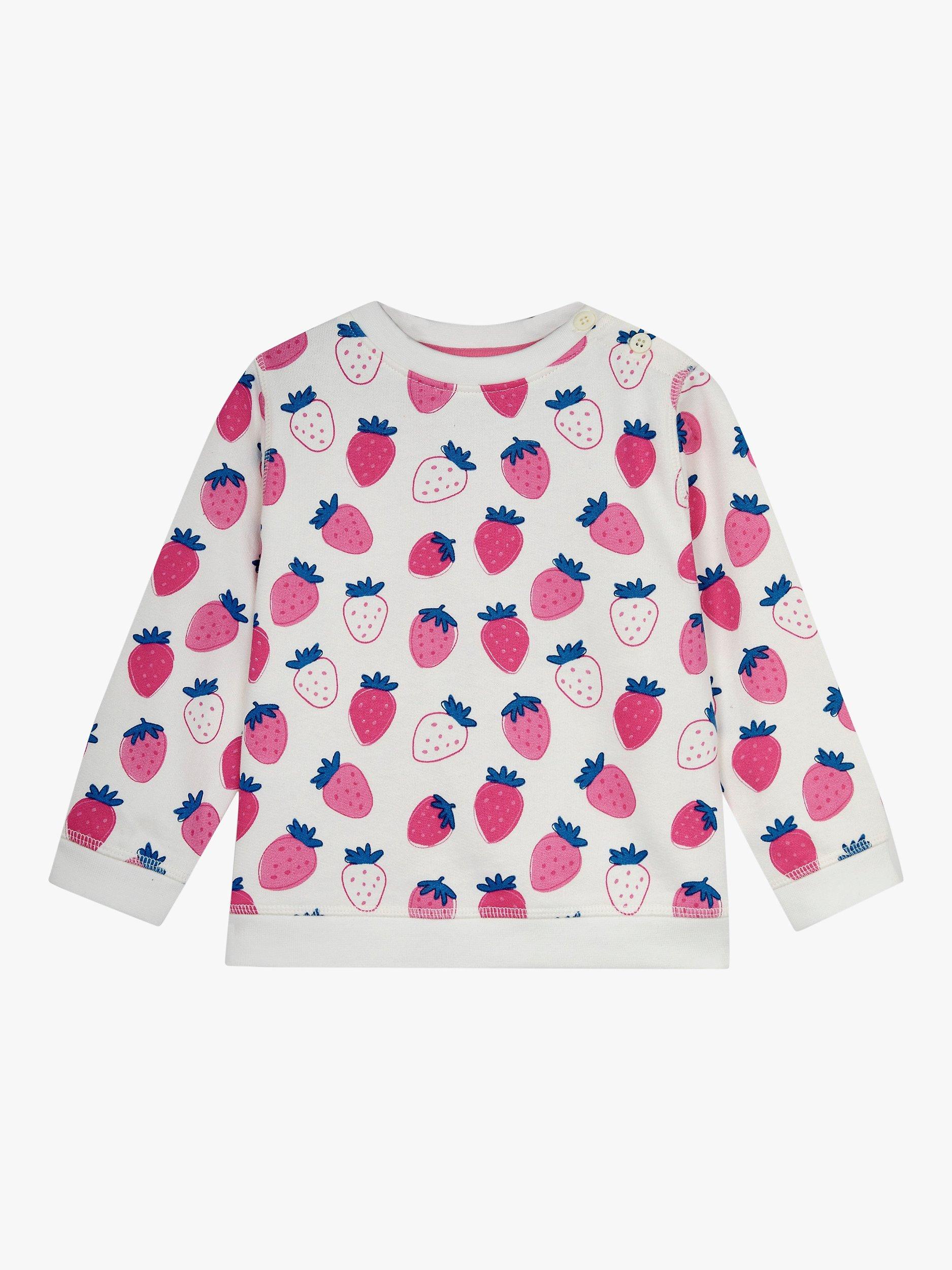 JoJo Maman Bébé Baby Strawberry Print Sweatshirt, Cream/Multi