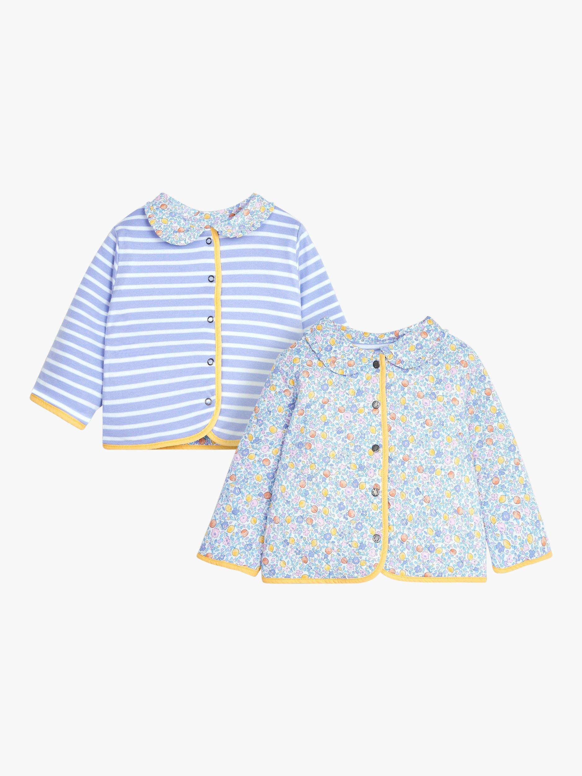 JoJo Maman Bébé Baby Oranges & Lemons Floral Print Quilted Reversible Jacket, Lilac