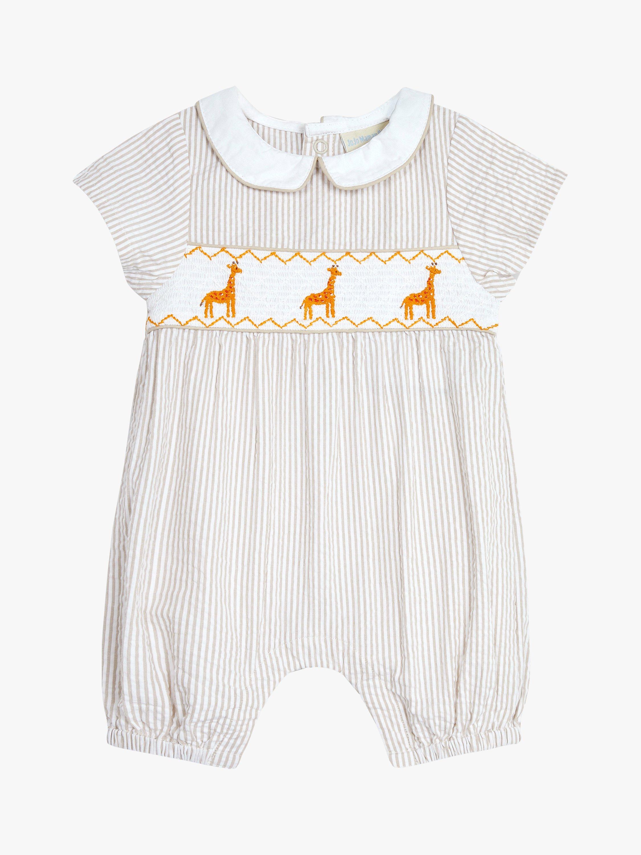 JoJo Maman Bébé Baby Giraffe Romper, Stone