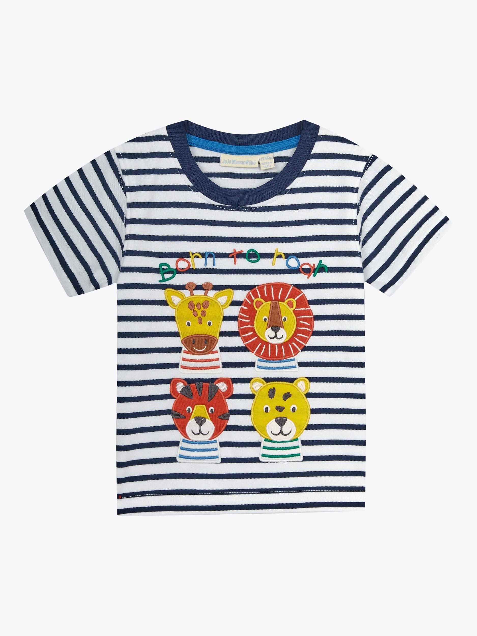 JoJo Maman Bébé Baby Born To Roar T-Shirt, Navy/Multi