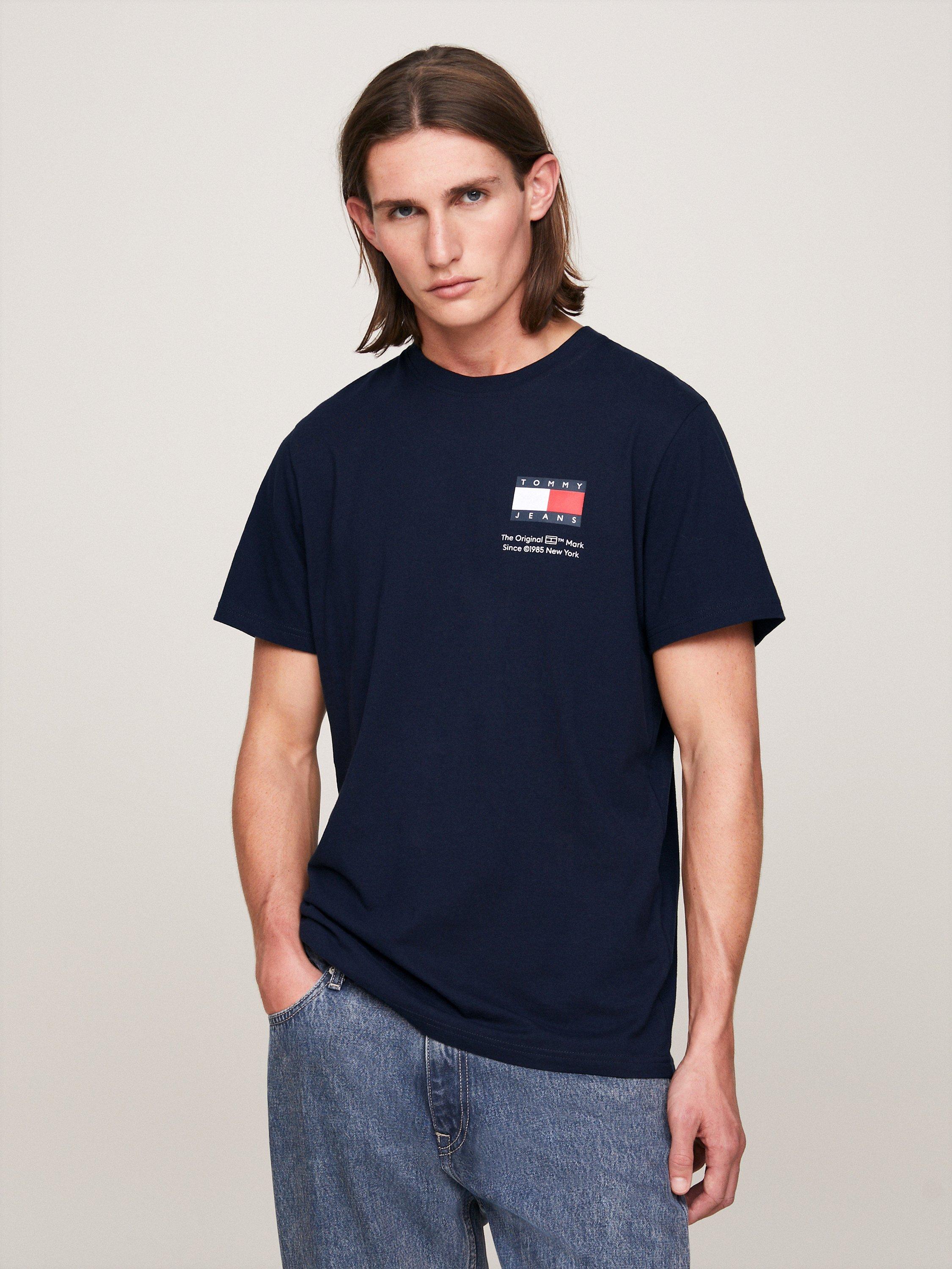 Product image 1 of 6, which shows Tommy Jeans Slim Essential Flag T-Shirt, Dark Night Navy, XS