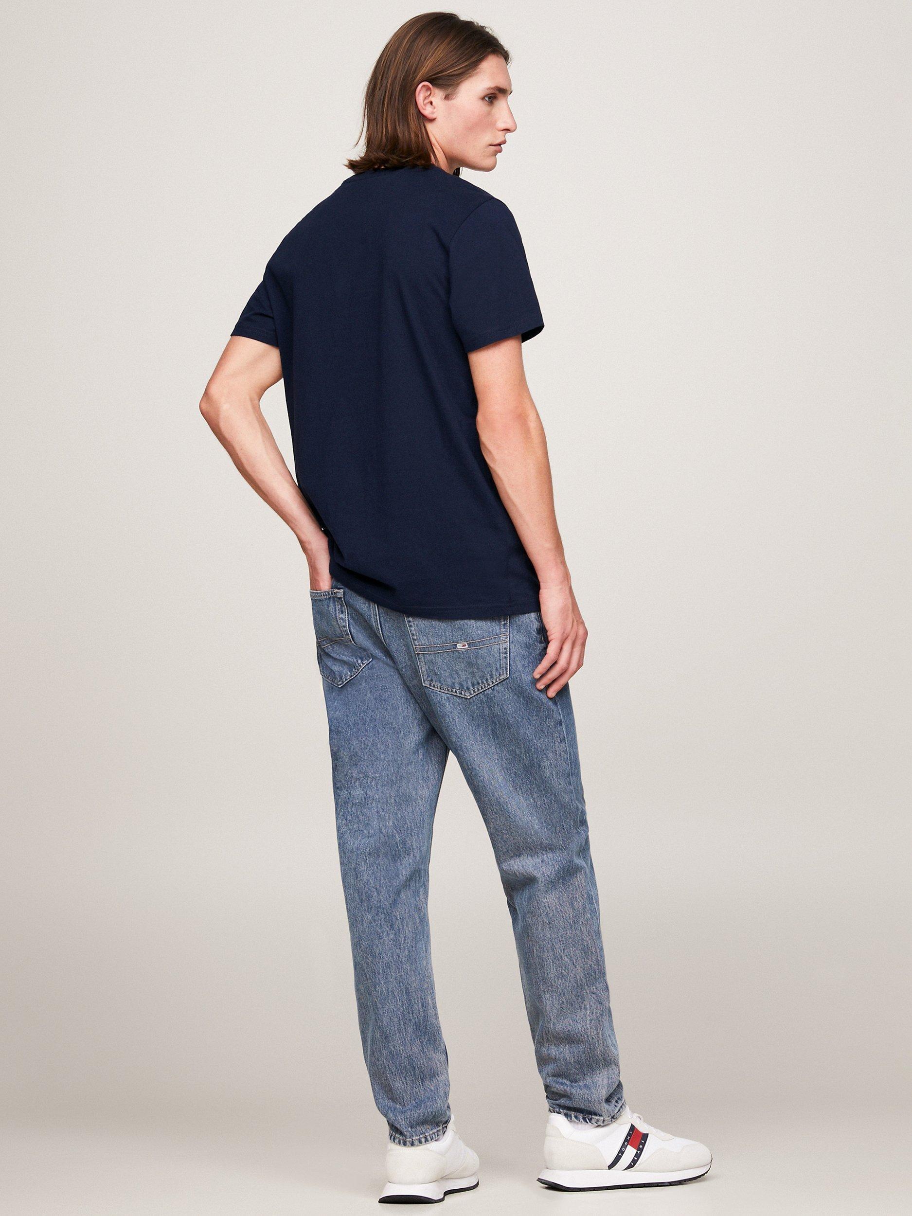 Product image 2 of 6, which shows Tommy Jeans Slim Essential Flag T-Shirt, Dark Night Navy, XS