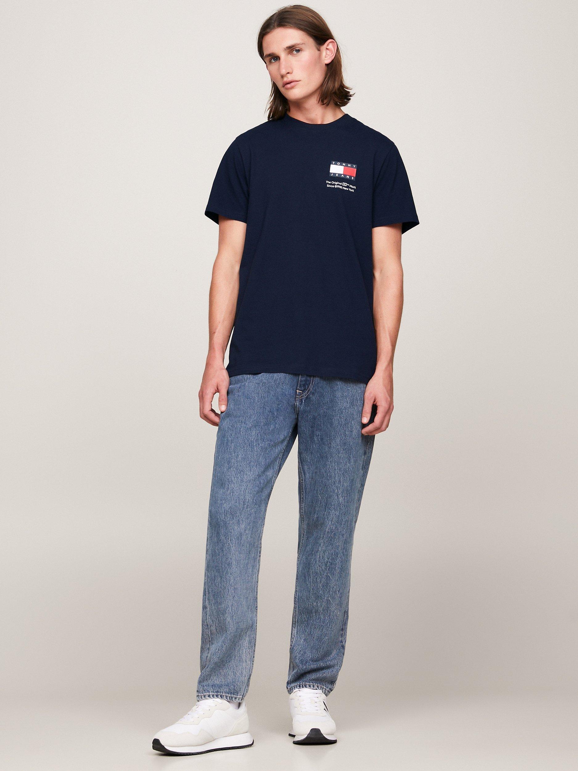 Product image 4 of 6, which shows Tommy Jeans Slim Essential Flag T-Shirt, Dark Night Navy, XS