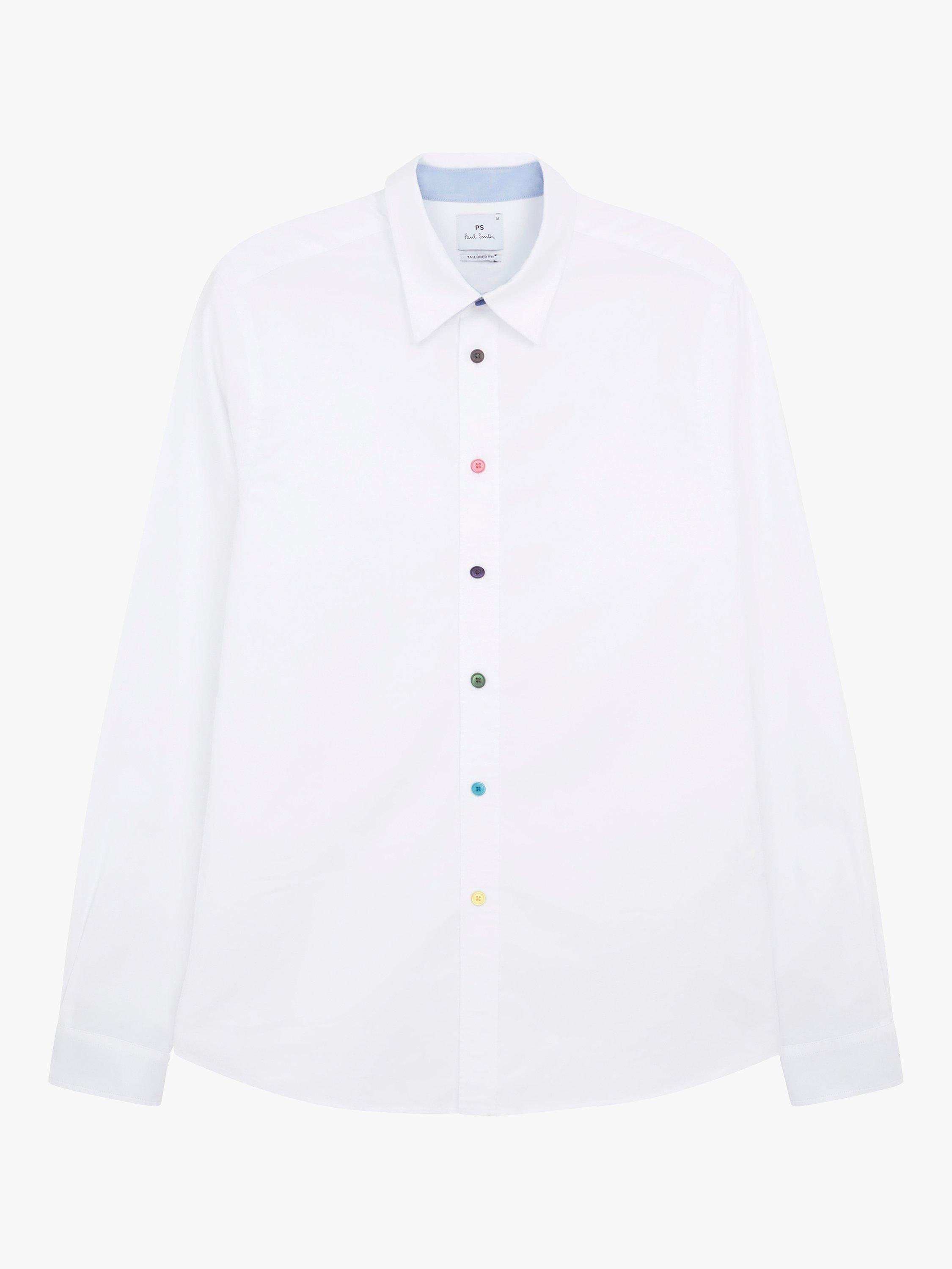 Paul Smith Organic Cotton Tailored Fit Oxford Shirt, White/Multi
