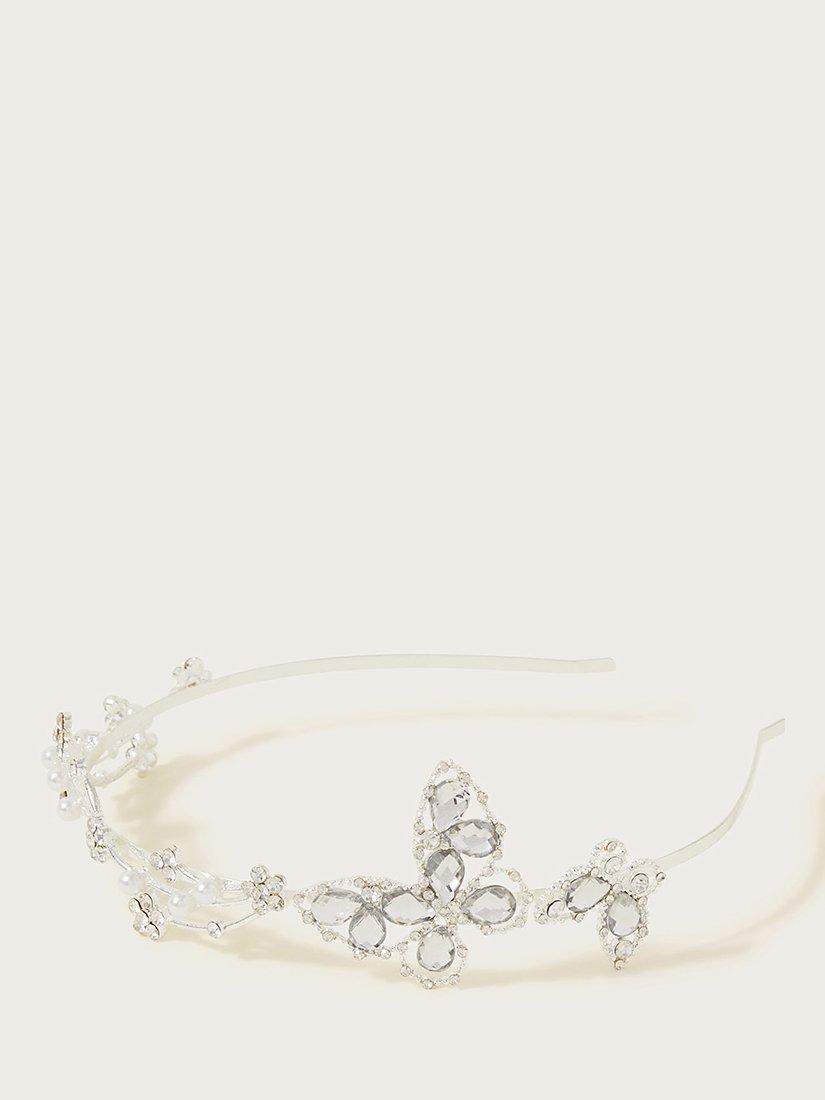 Monsoon Kids' Jasmine Jewel Butterflies Head Band, Silver