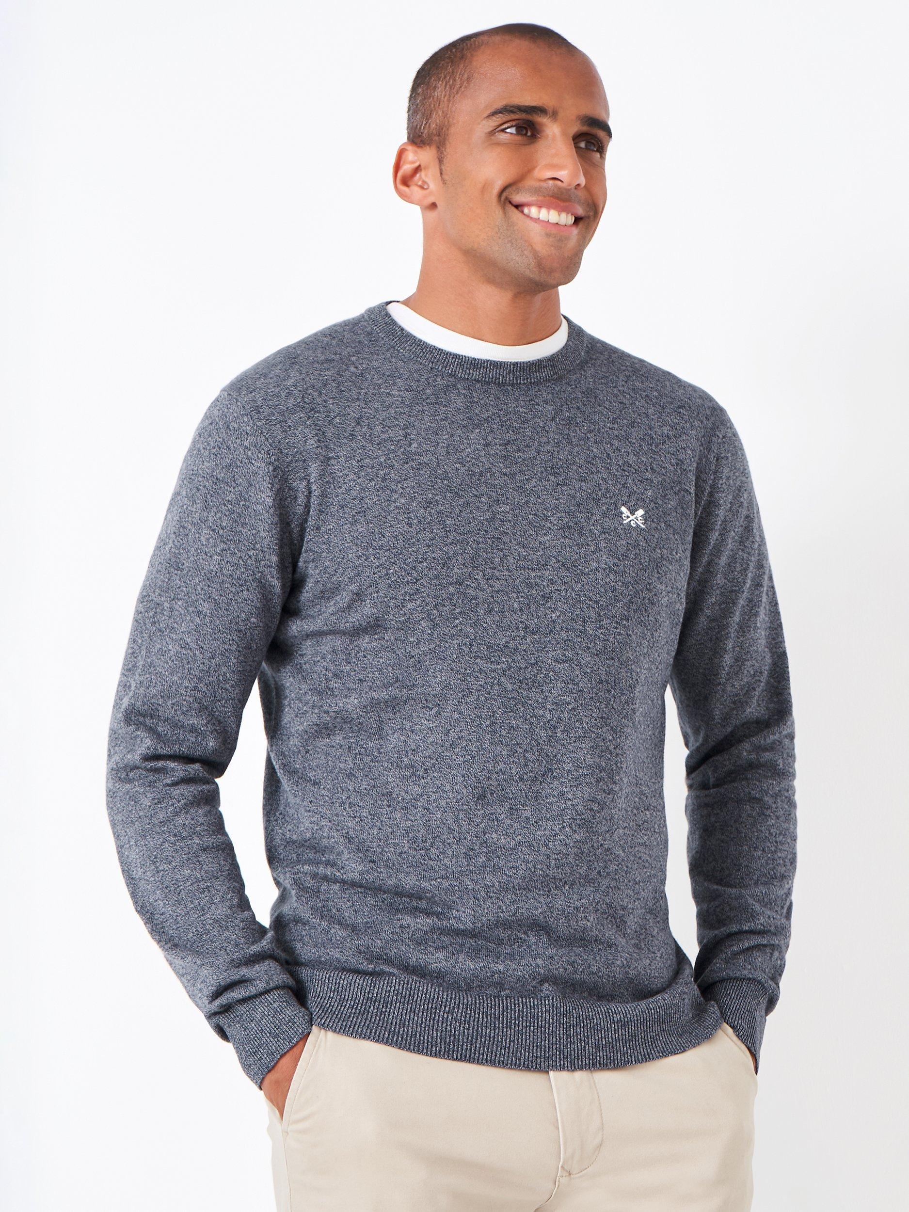 Crew Clothing Mouline Crew Neck Jumper, Mid Grey