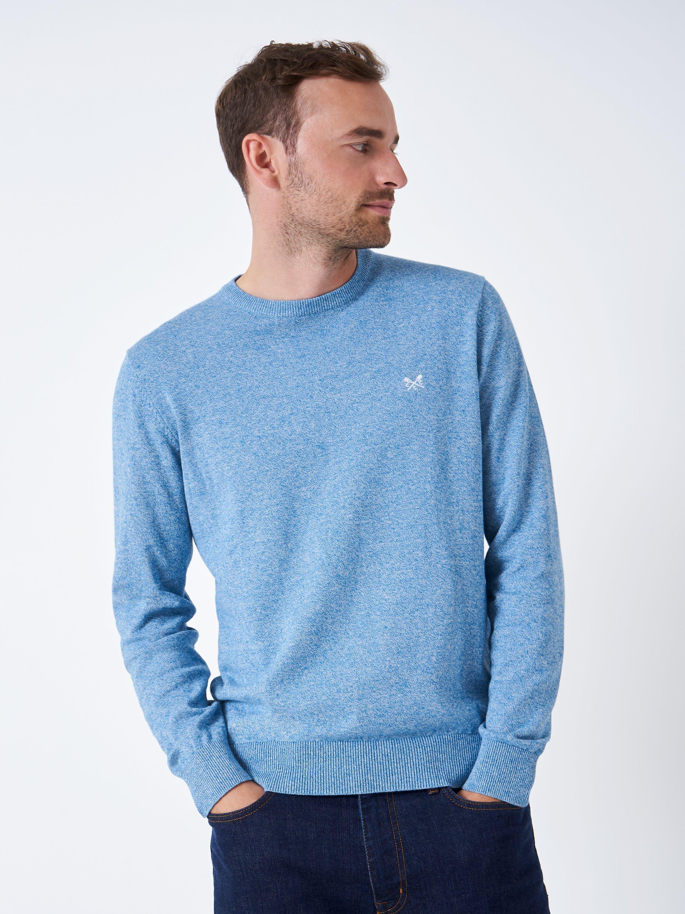 Crew Clothing Mouline Crew Neck Jumper, Bright Blue