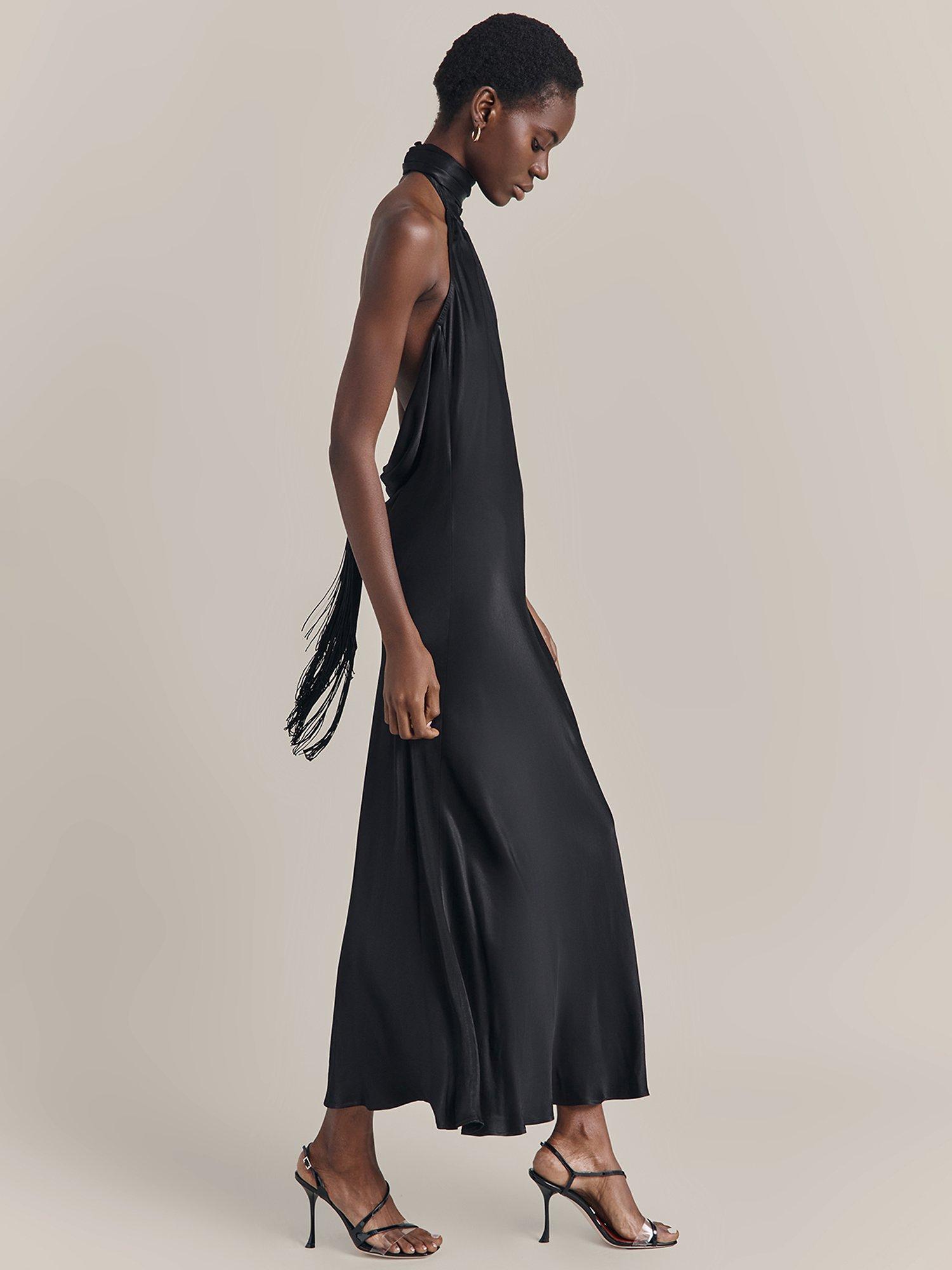 Ghost Florence Backless Halter Neck Midi Dress Black