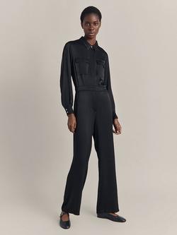 Ghost Janine Satin Jumpsuit, Black