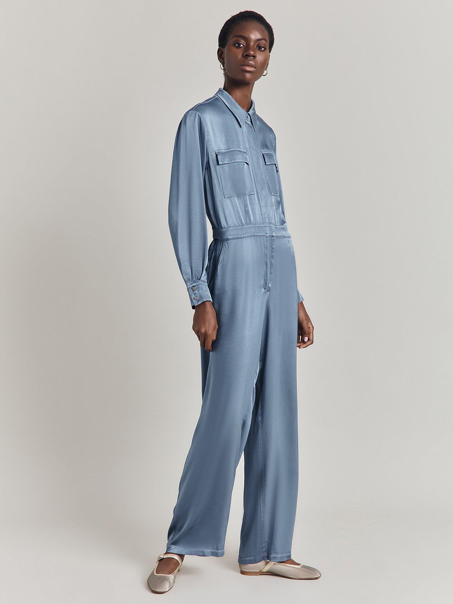 Ghost Janine Satin Jumpsuit Denim Blue