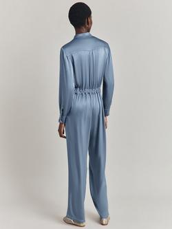 Ghost Janine Satin Jumpsuit - view 2, Denim Blue