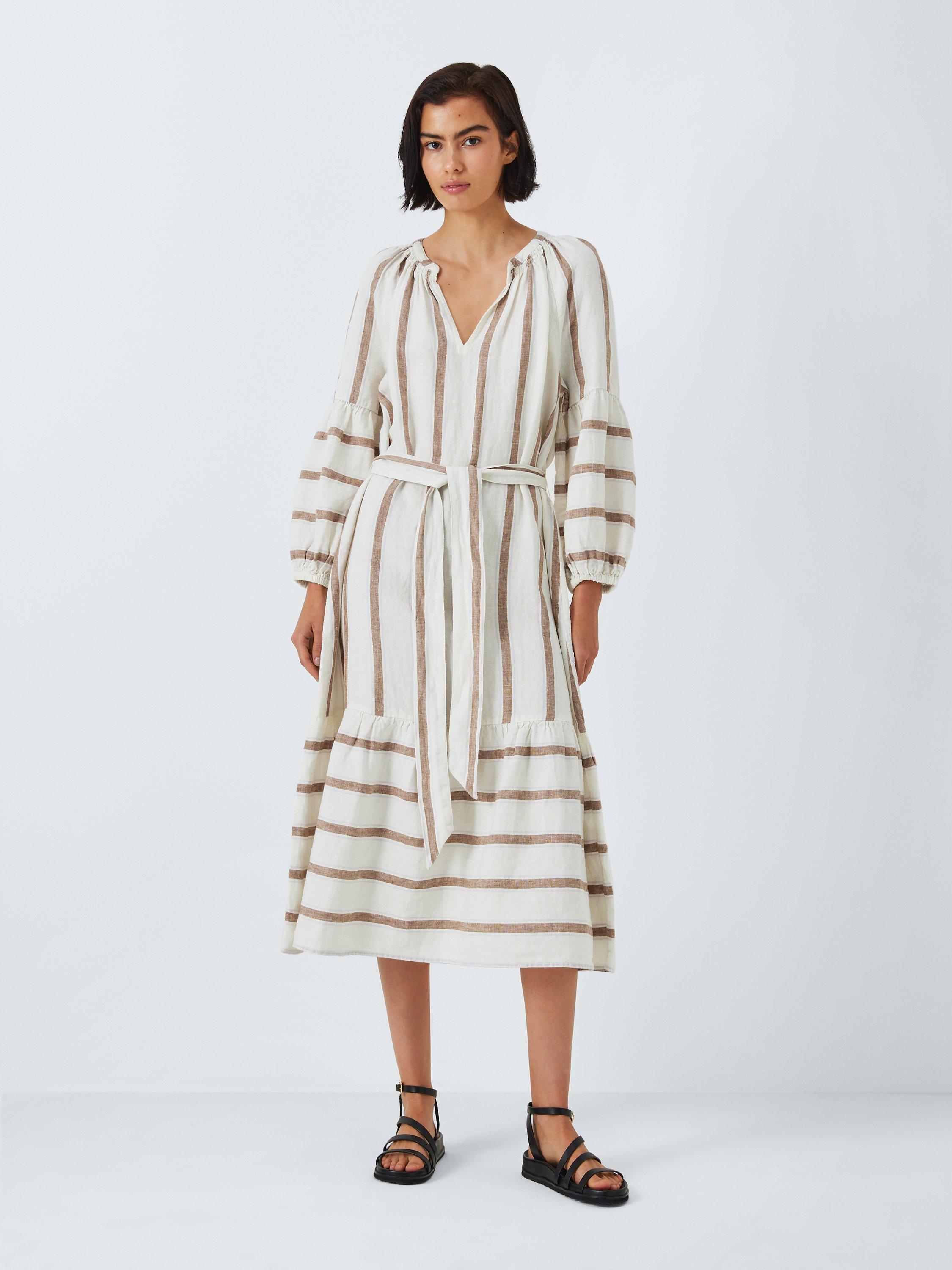 Rails Vittoria Stripe Linen Midi Dress, Natural/Multi