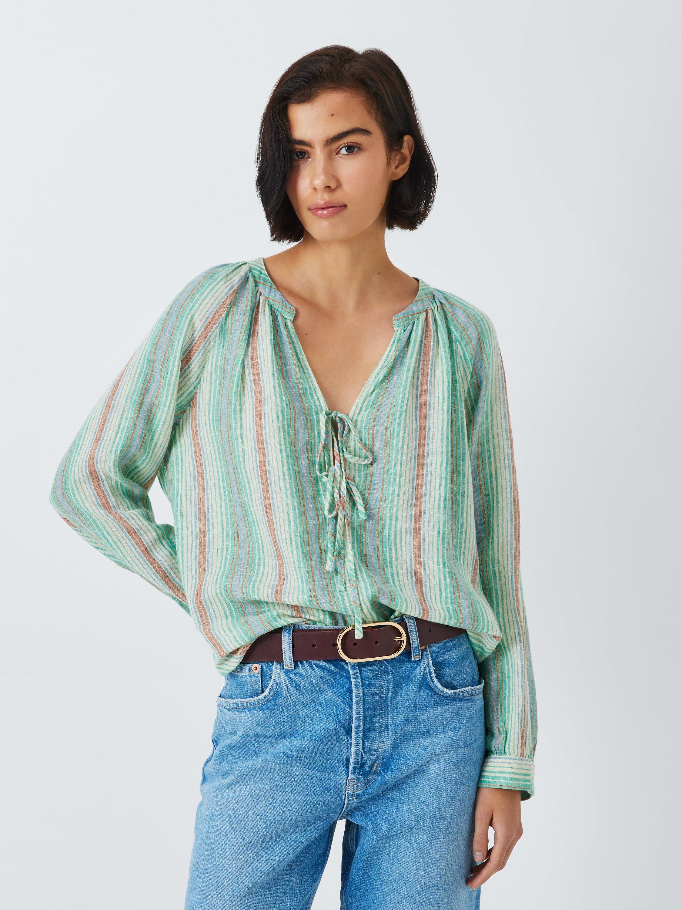 Rails Brielle Stripe Linen Blend Blouse, Seaview