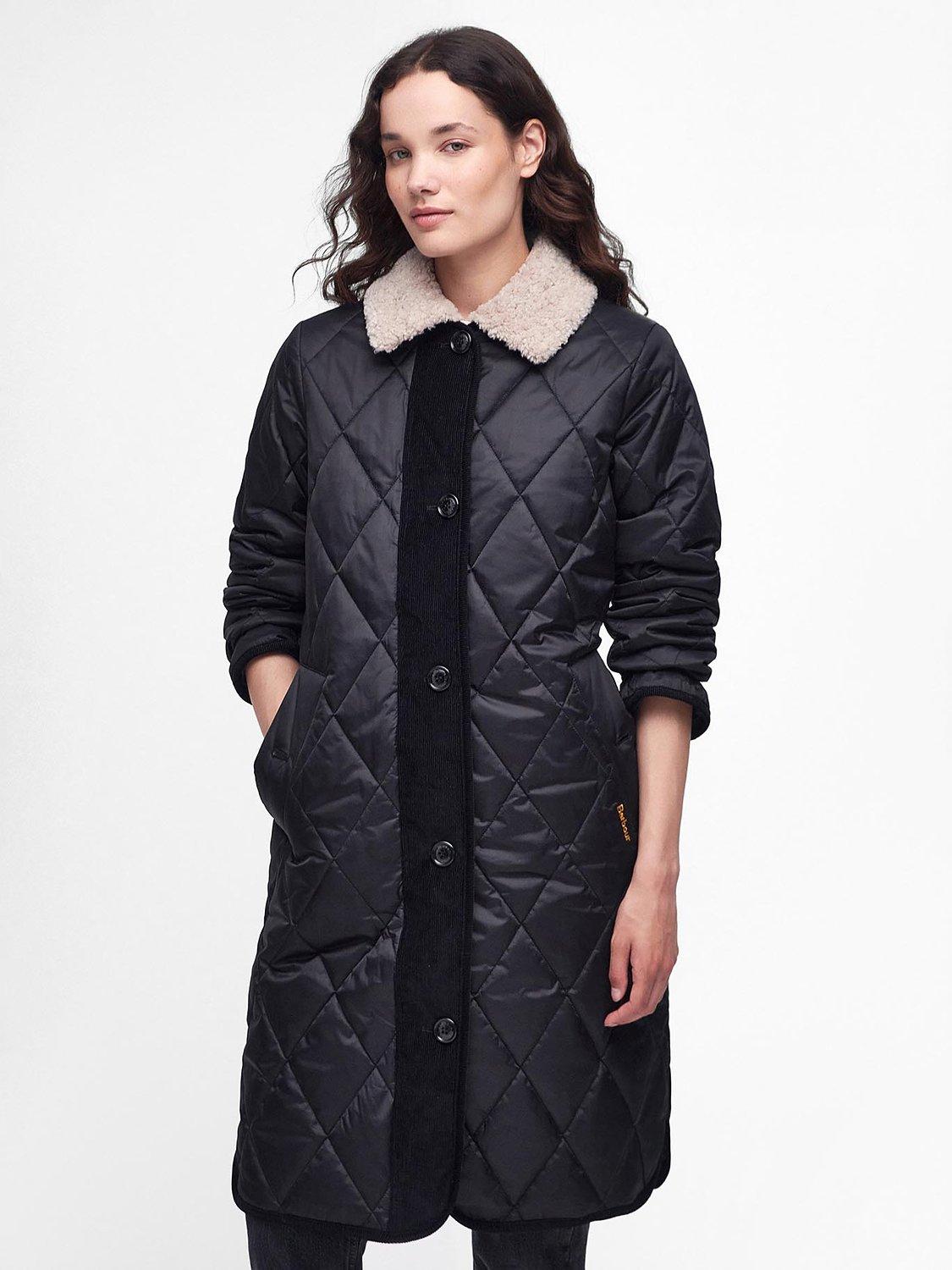 Barbour Mulgrave Quilted Longline Coat, Black/Ancient