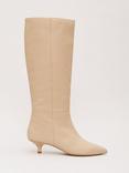 Phase Eight Leather Kitten Heel Boot, Cream