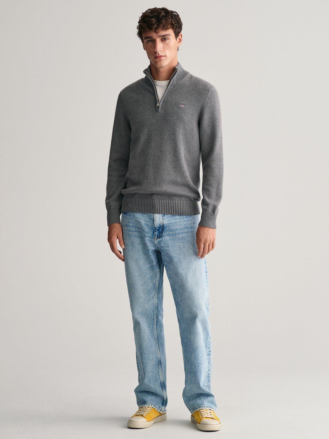 Product image 3 of 6, which shows GANT Casual Cotton Half Zip Jumper, Dark Grey, S