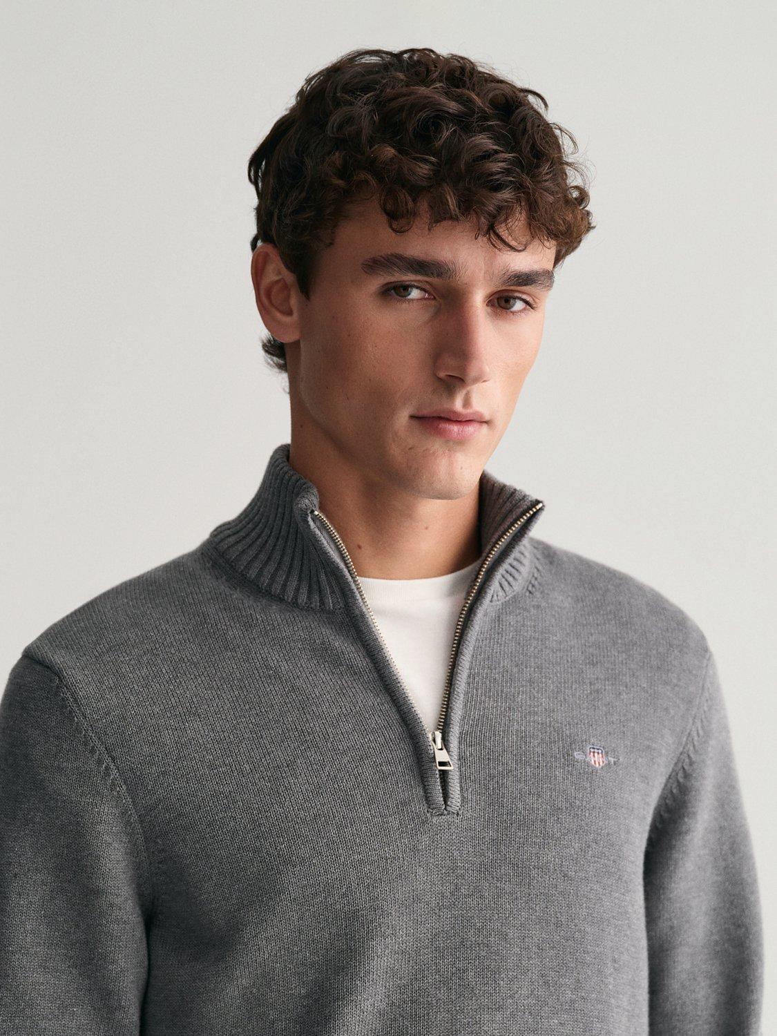 Product image 5 of 6, which shows GANT Casual Cotton Half Zip Jumper, Dark Grey, S