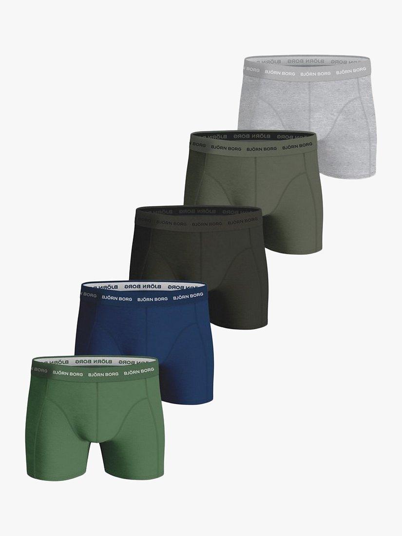 Björn Borg Cotton Stretch Boxers, Pack of 5, Green/Multi