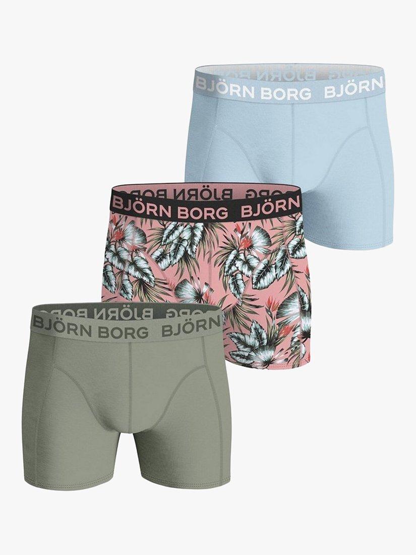 Björn Borg Cotton Stretch Leaf Print Boxers, Pack of 3, Pink/Multi
