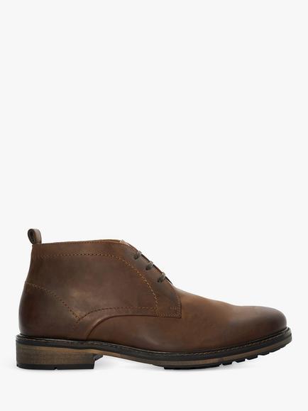 Dune London Charleys Leather Chukka Boots, Brown, Brown-leather
