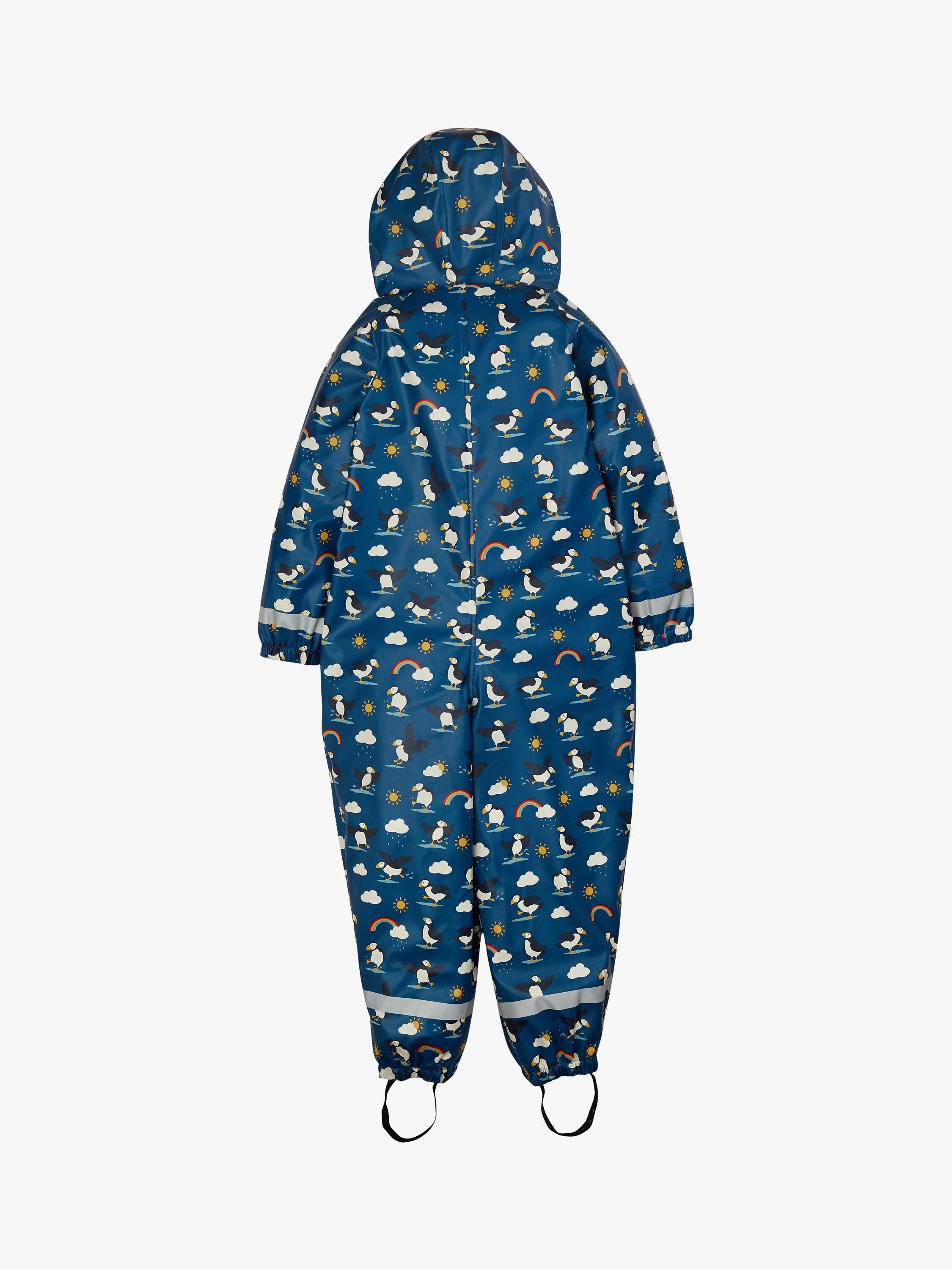 Frugi Baby Puffin Puddle Buster All in One Waterproof Suit Blue Multi