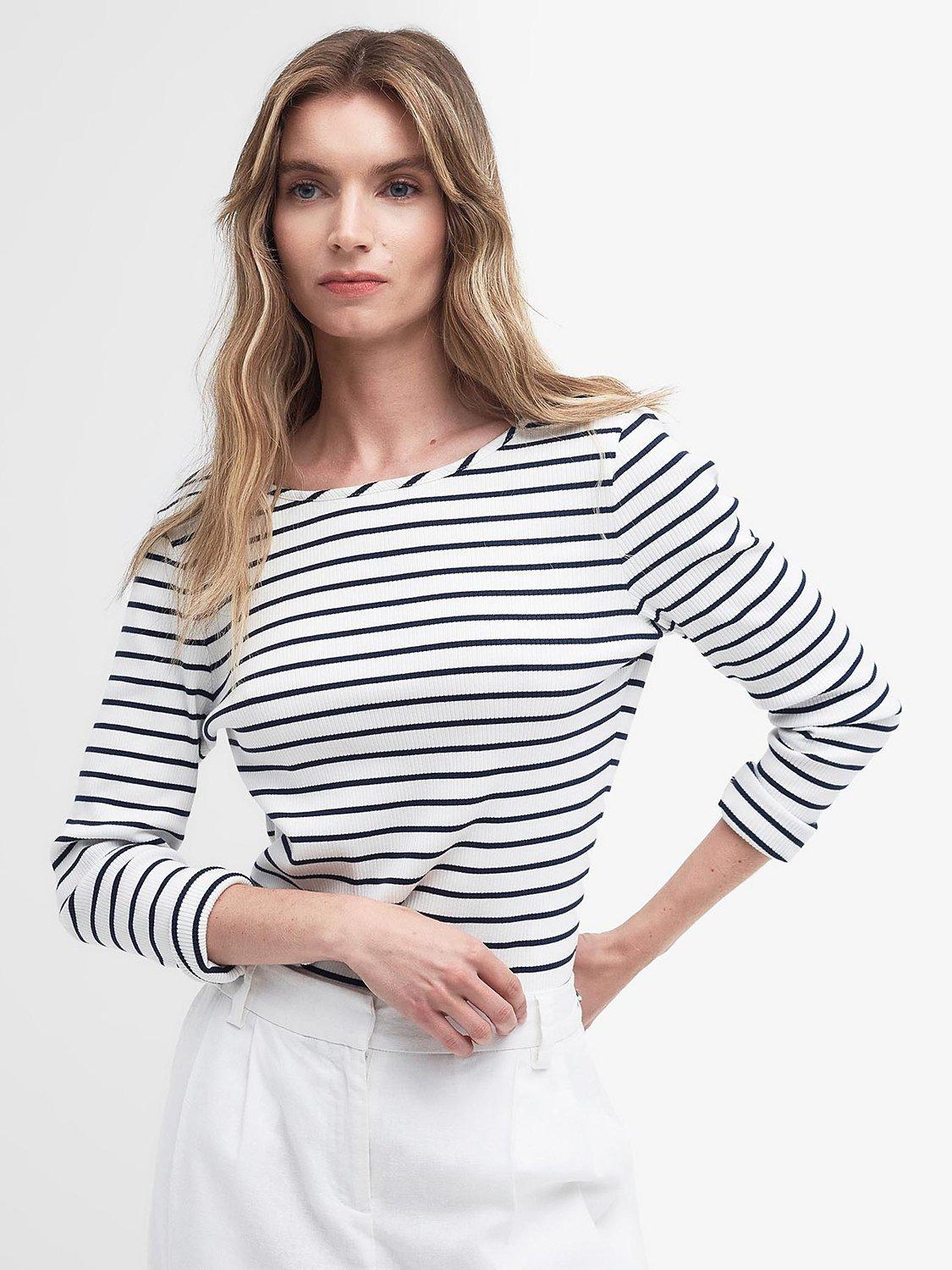 Barbour Langton Stripe Long Sleeve T-Shirt, Cloud/Multi