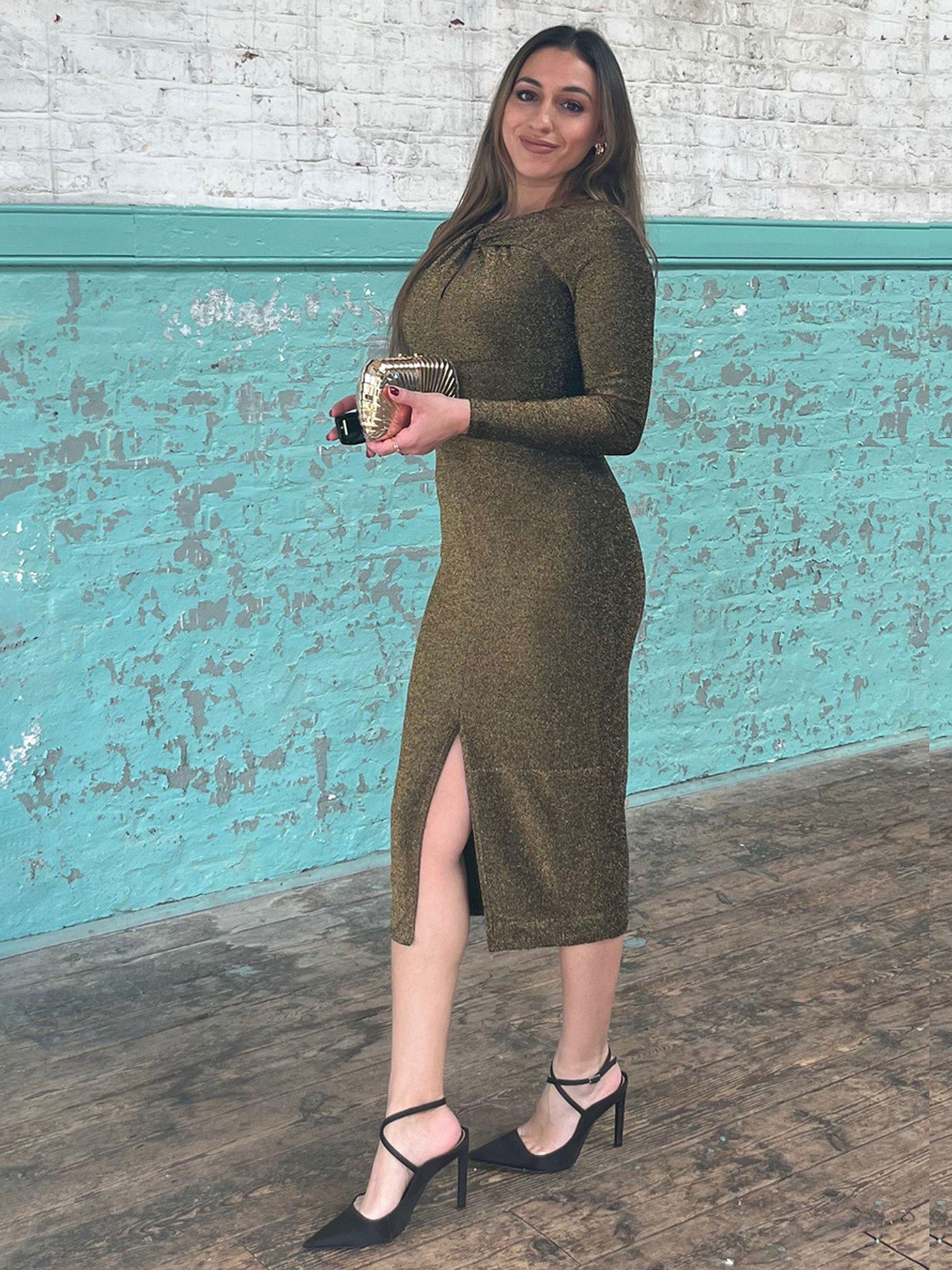 Closet London Metallic Bodycon Dress, Jade