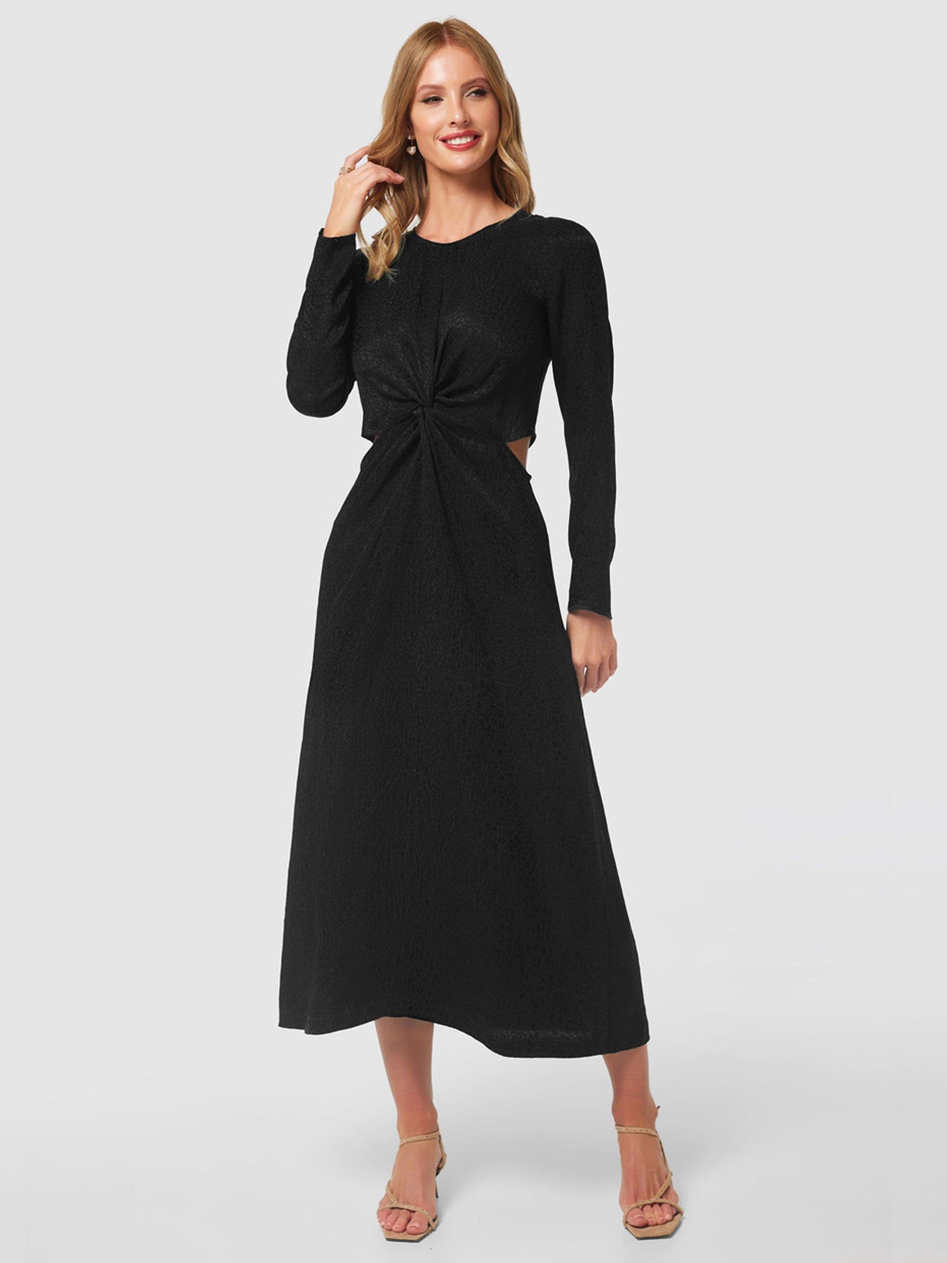 Closet London Jacquard Twist Dress Black