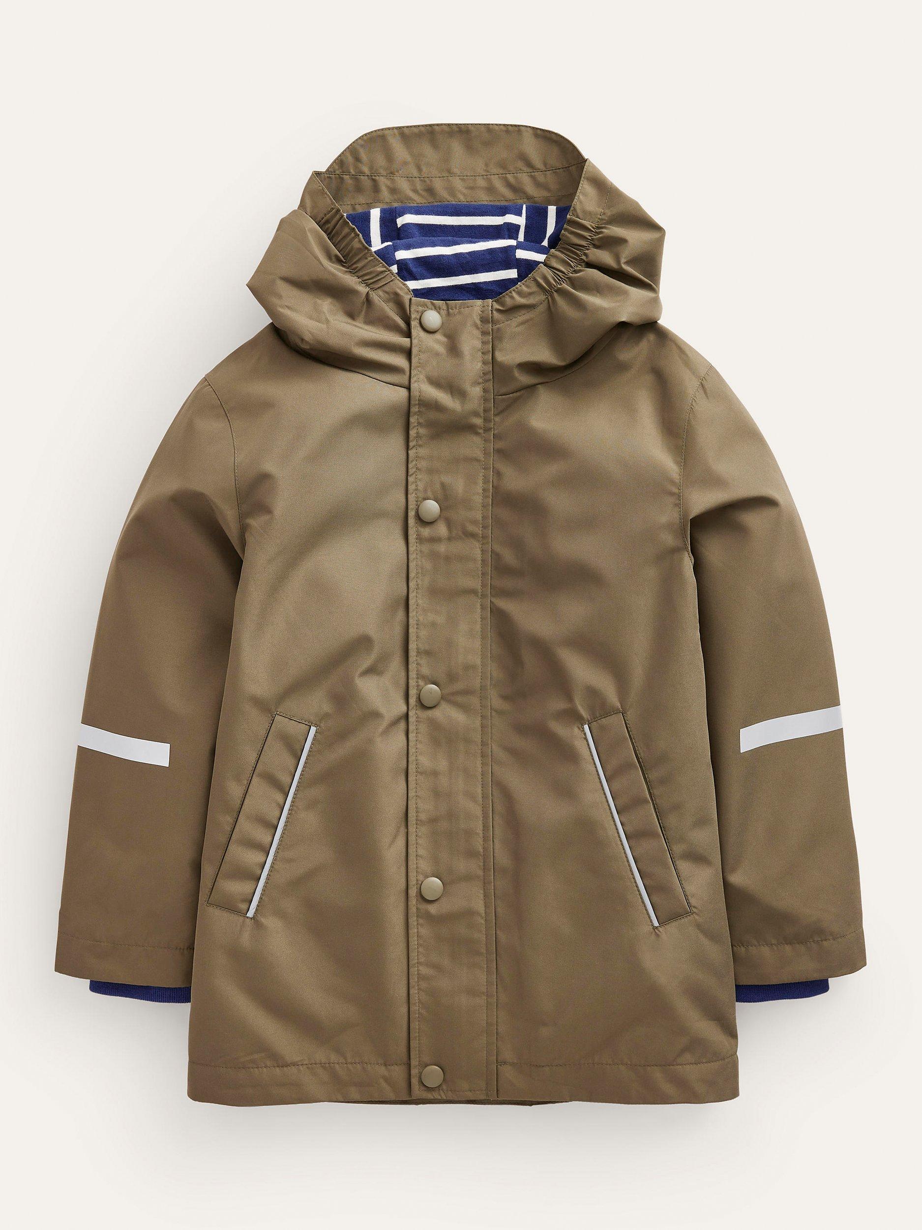 Mini Boden Kids' Fisherman's Waterproof Hooded Jacket, Classic Khaki