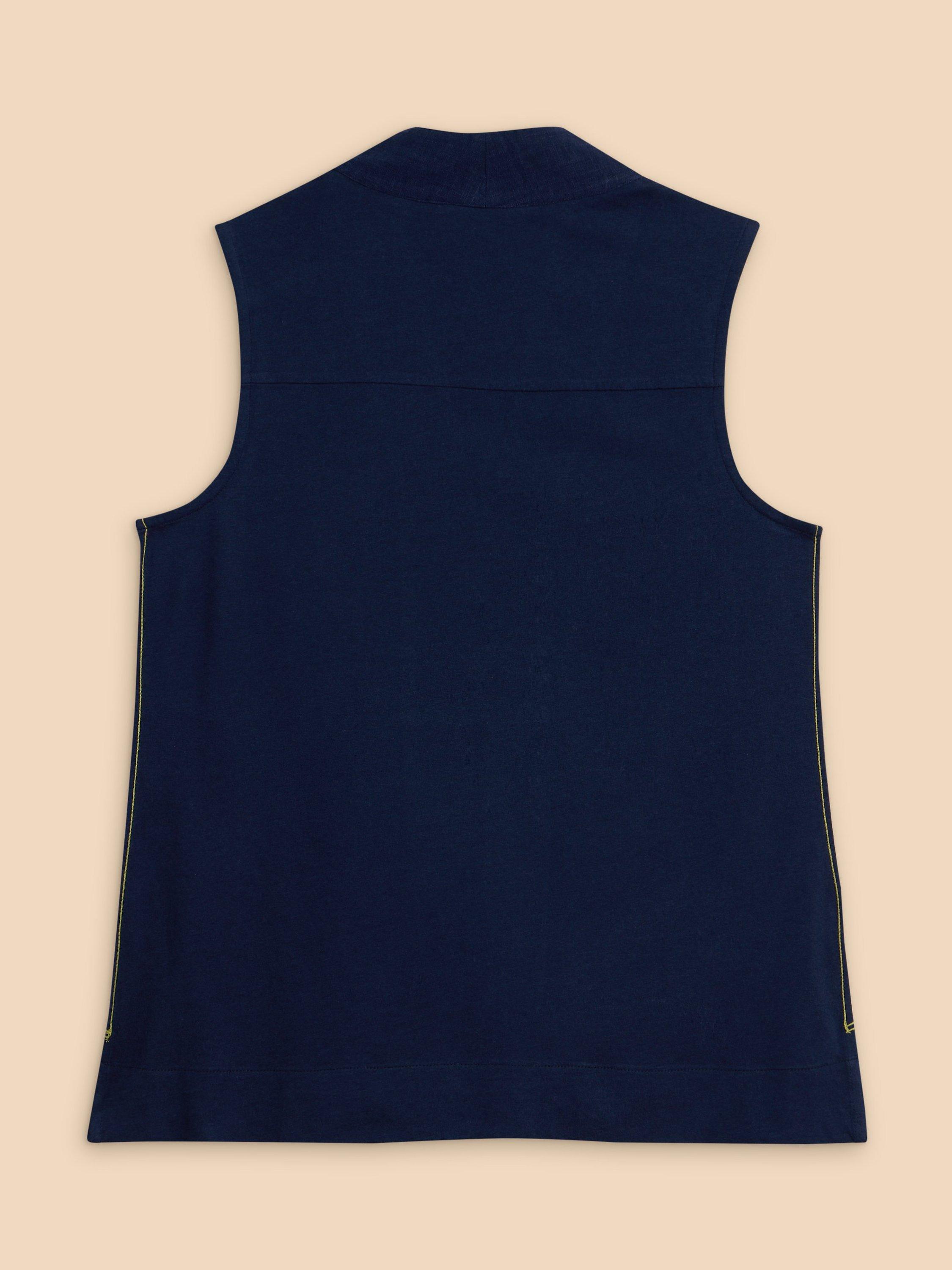 Product image 7 of 7, which shows White Stuff Celia Linen Blend V-Neck Shirt, Fr Navy, 6