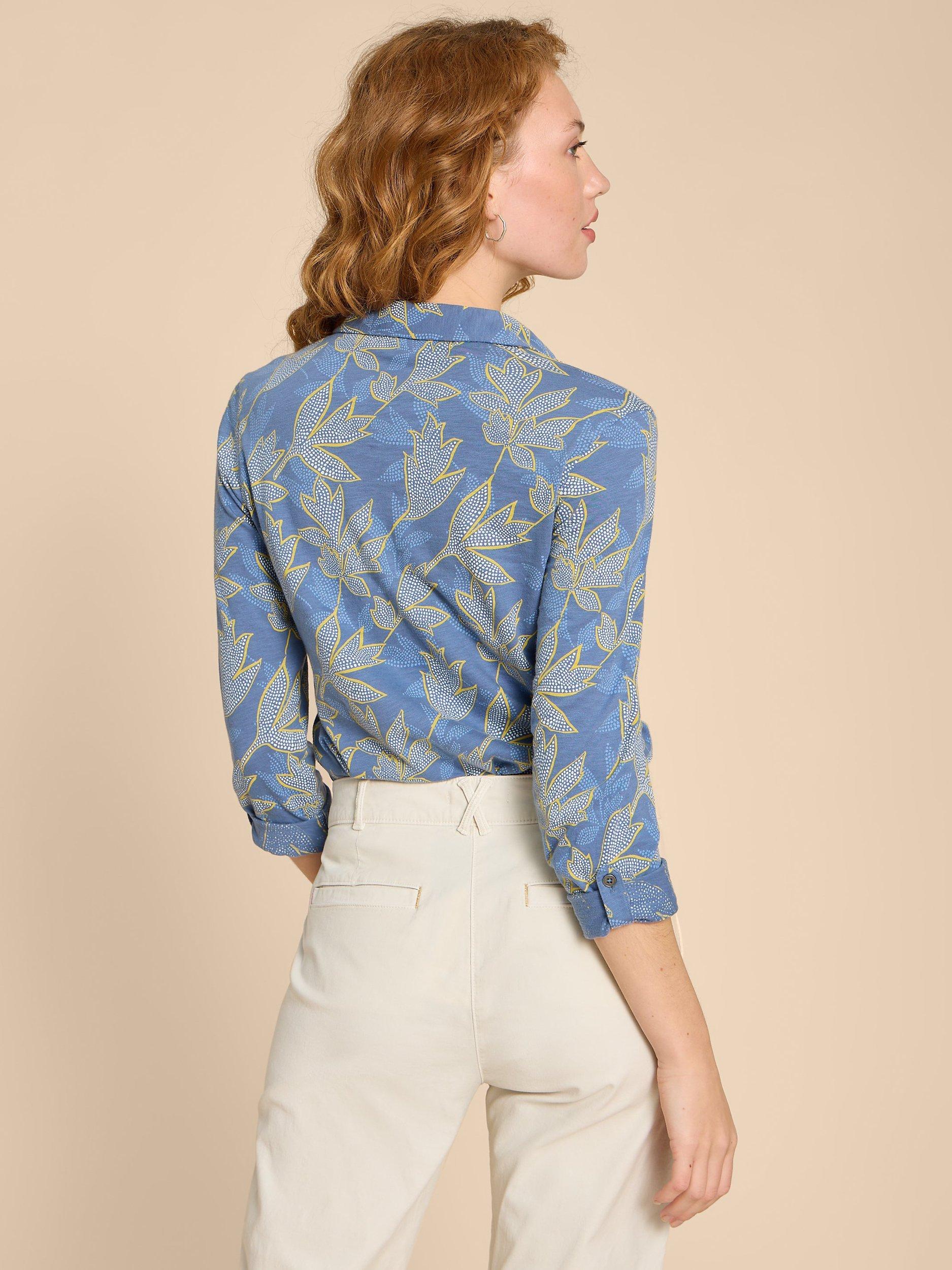 Product image 2 of 7, which shows White Stuff Annie Leaf Print Shirt, Blue, 6