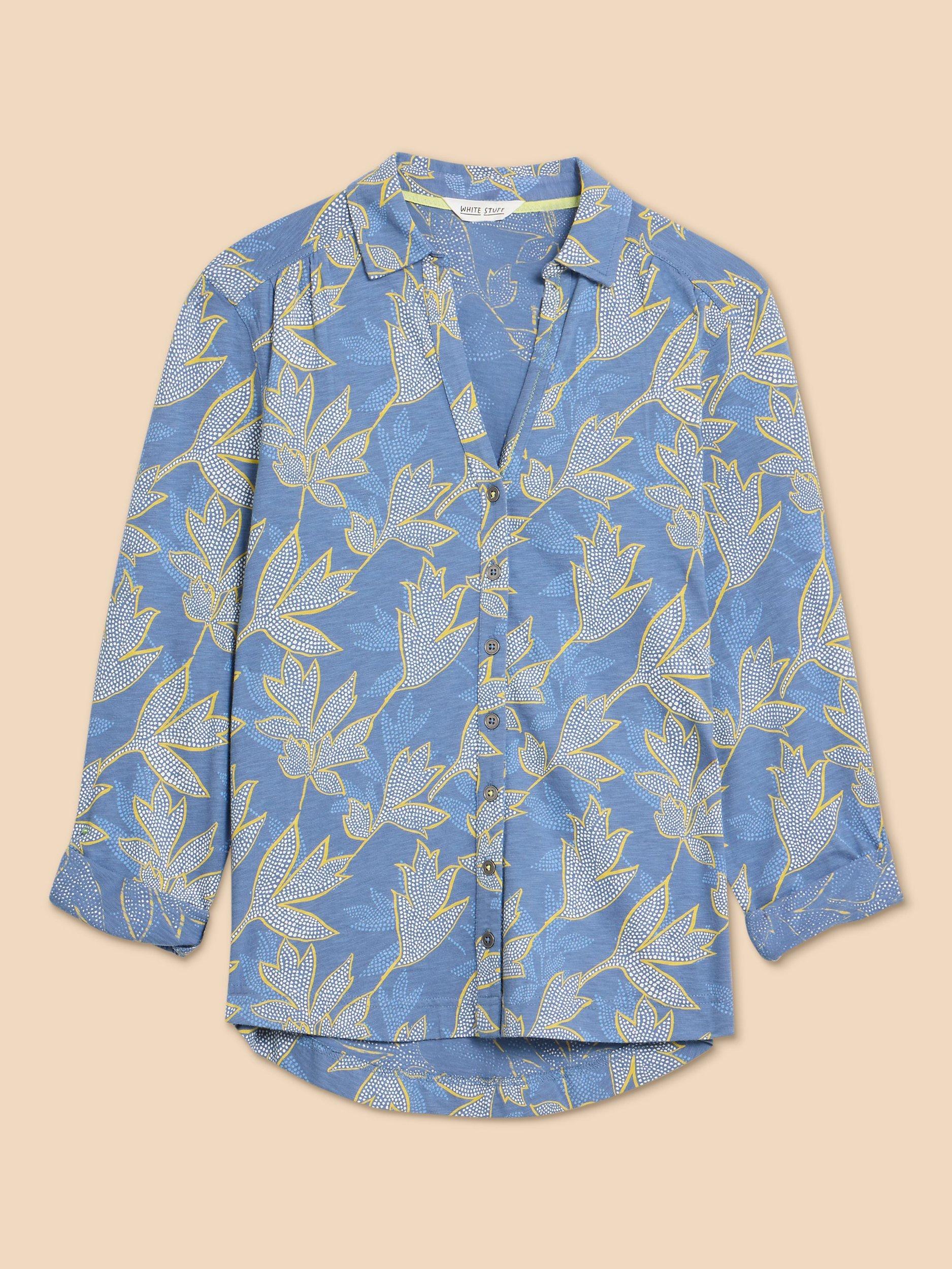 Product image 5 of 7, which shows White Stuff Annie Leaf Print Shirt, Blue, 6