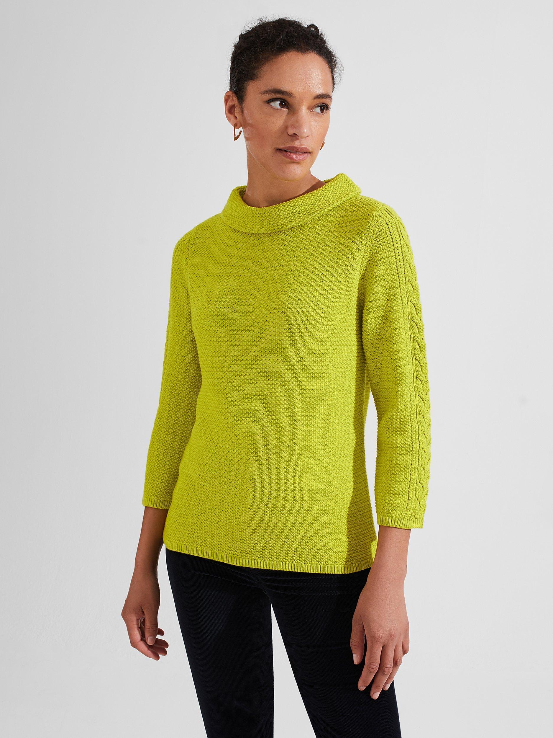 Hobbs Camilla Cable Knit Detail Jumper Lime XS