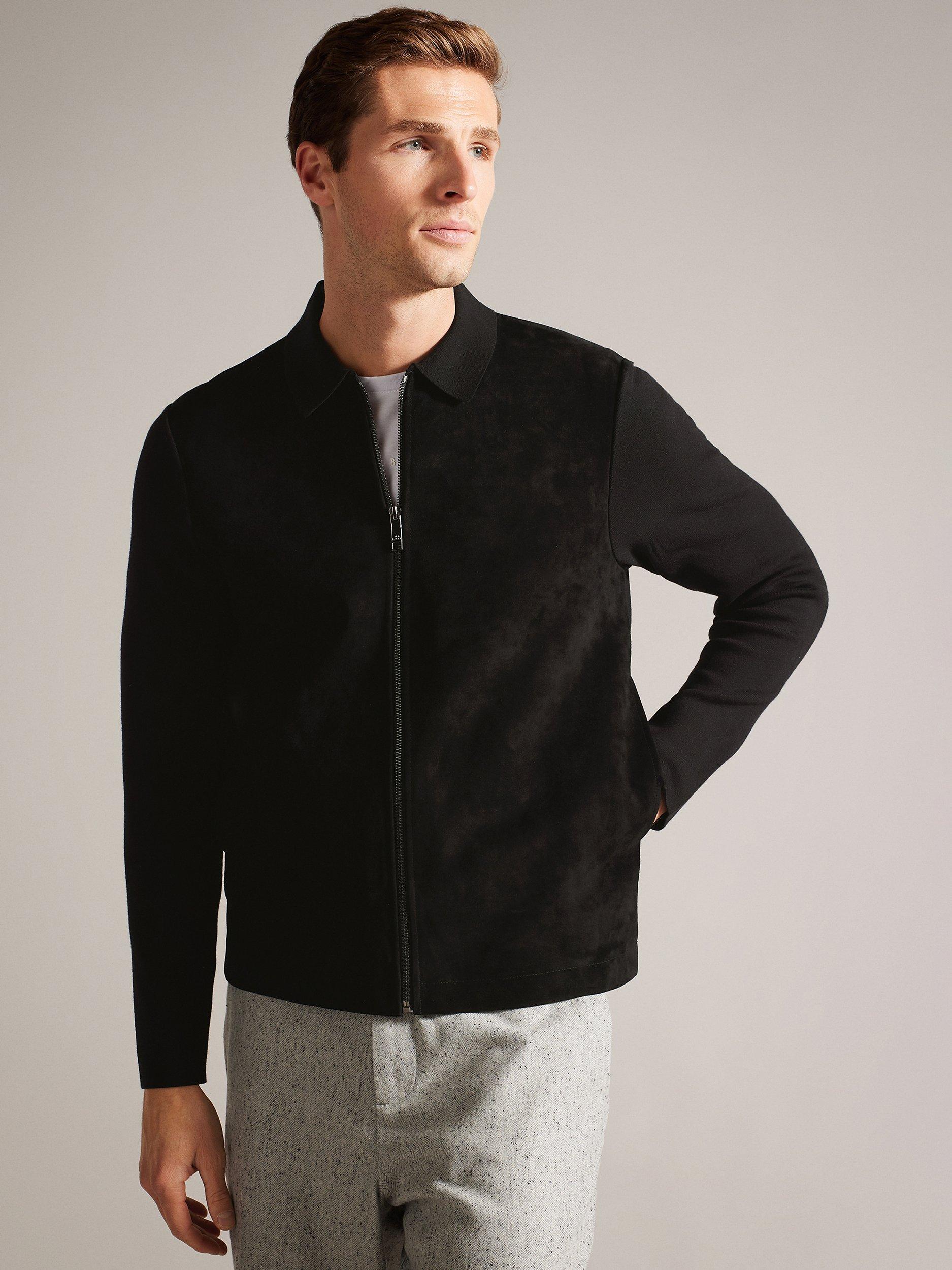 Ted Baker Pieter Suede Zip Through Jacket, Black