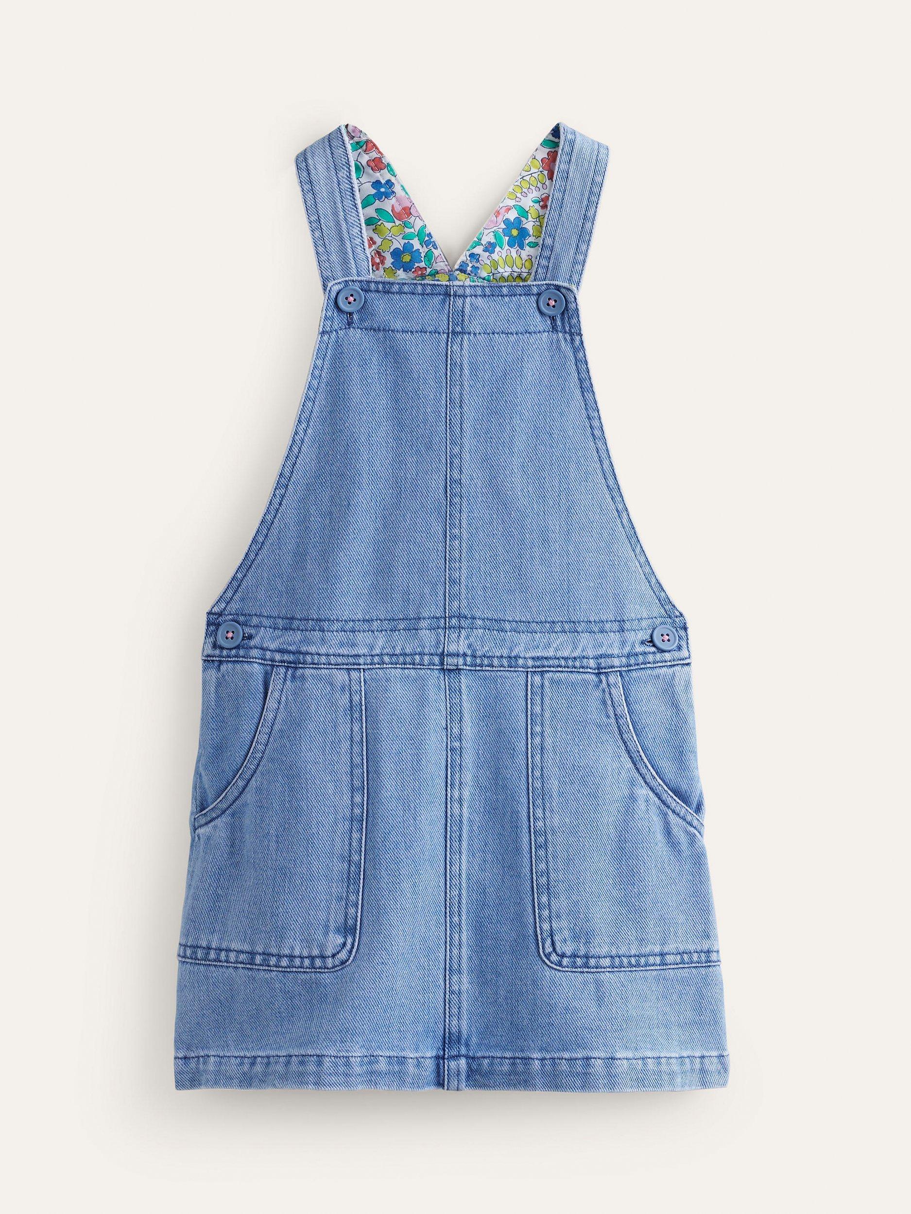 Mini Boden Kids Relaxed Dungaree Dress Mid Vintage Denim