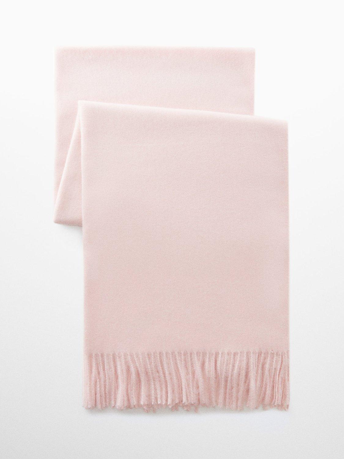 Mango Sweet Fringed Edge Scarf, Pastel Pink, One Size