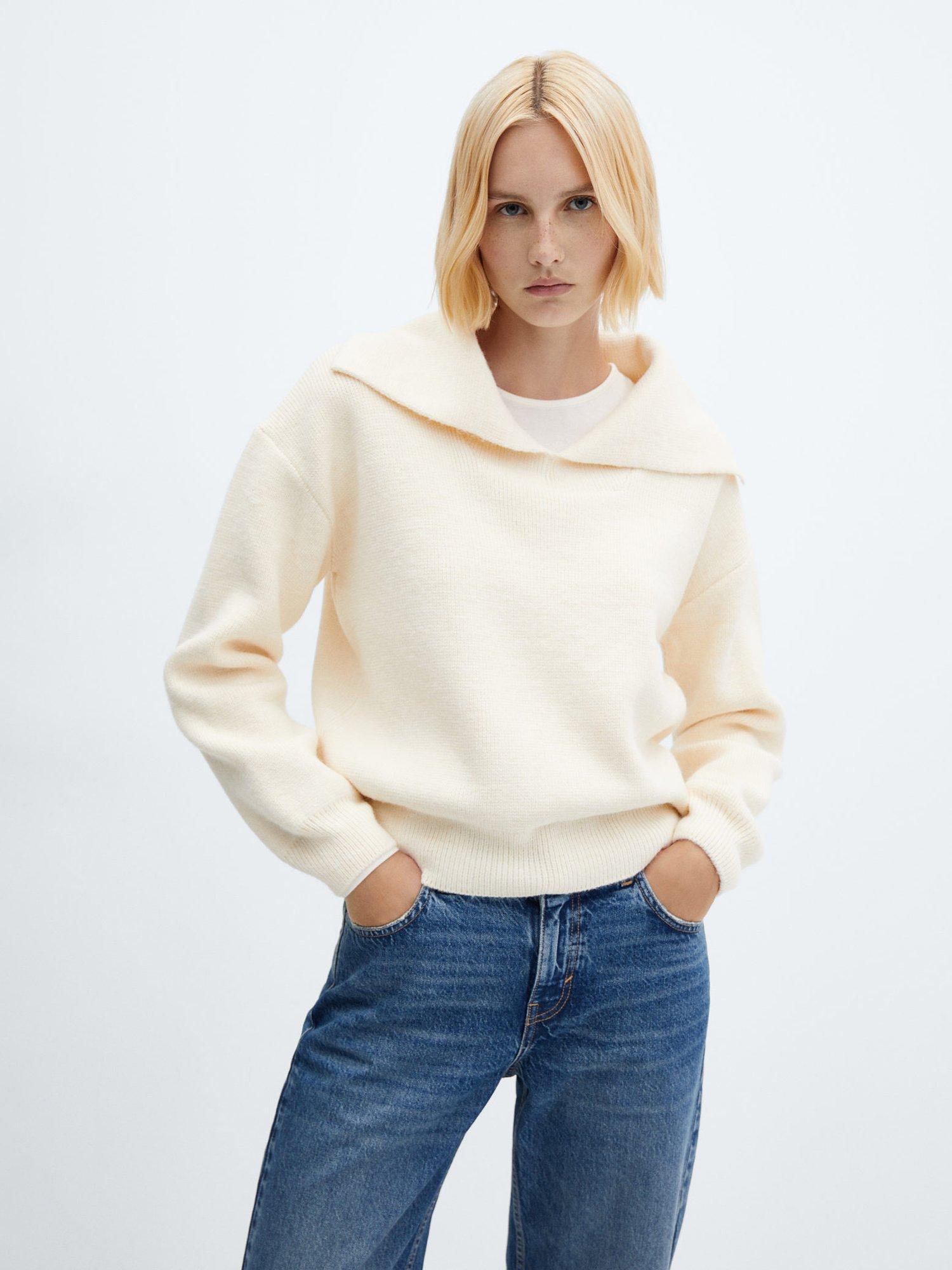 Mango Vuelta Polo Neck Jumper, Light Beige