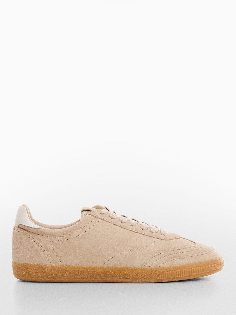 Mango Suede Trainers, Light Beige