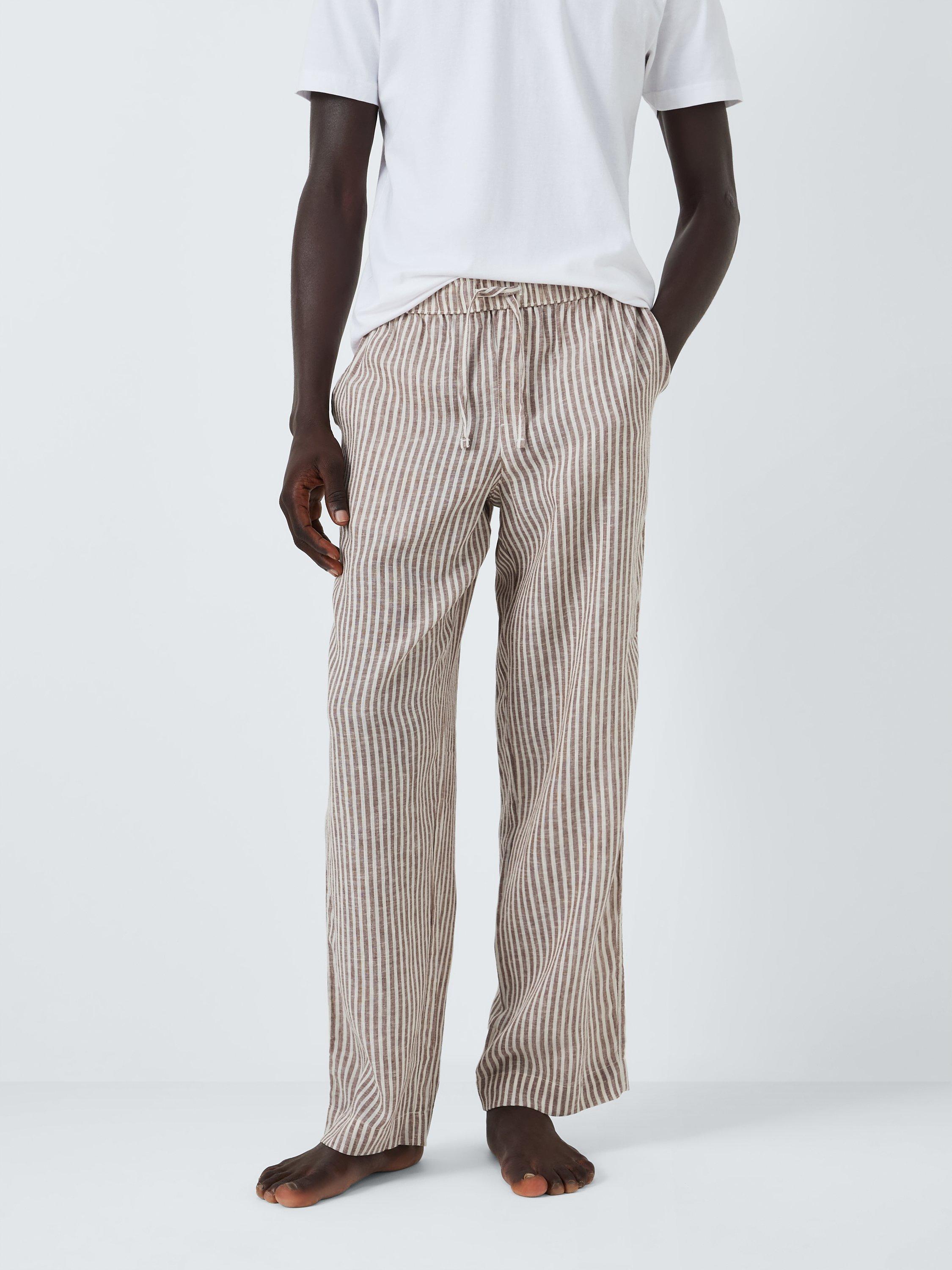 John Lewis Linen Blend Stripe Lounge Pants Taupe Stripe