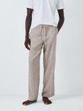 John Lewis Linen Blend Stripe Lounge Pants, Taupe Stripe