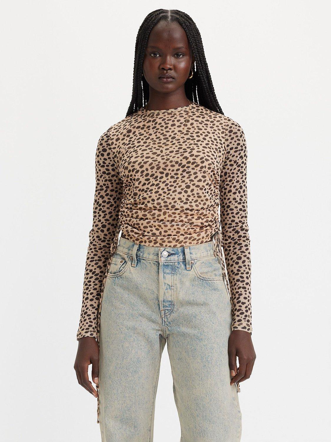Levi's Jewel Mesh Top, Leopard Almond