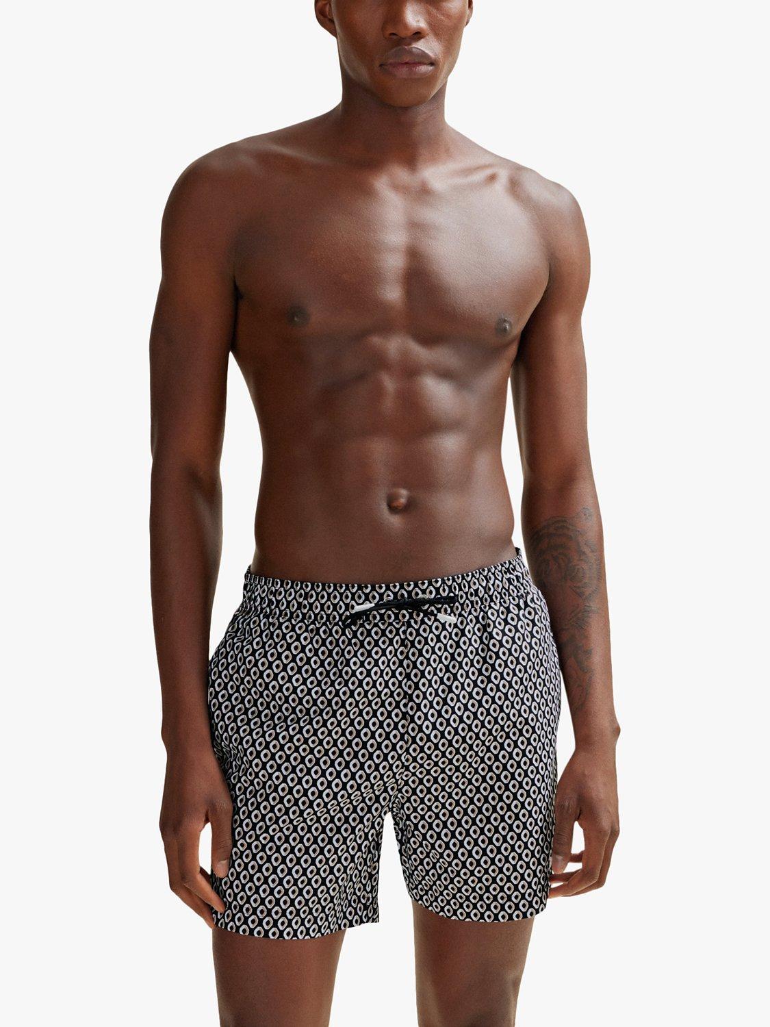 BOSS Vibe 001 Swim Shorts, Black/White