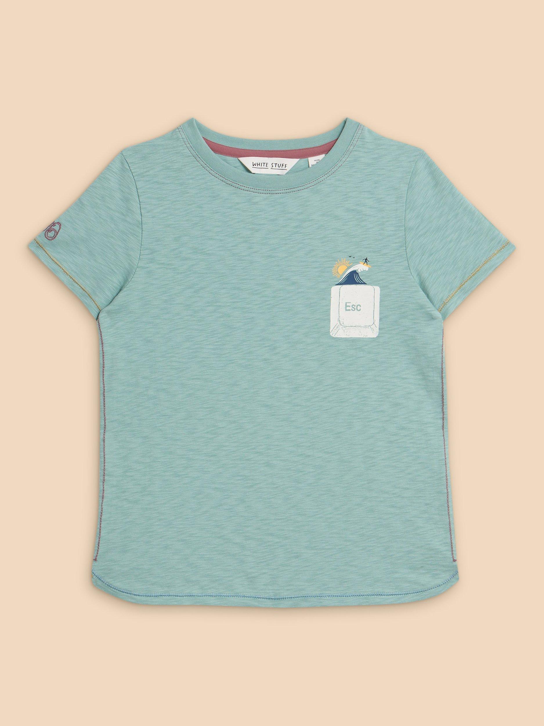 White Stuff Kids' Escape Key T-Shirt, Mint Green