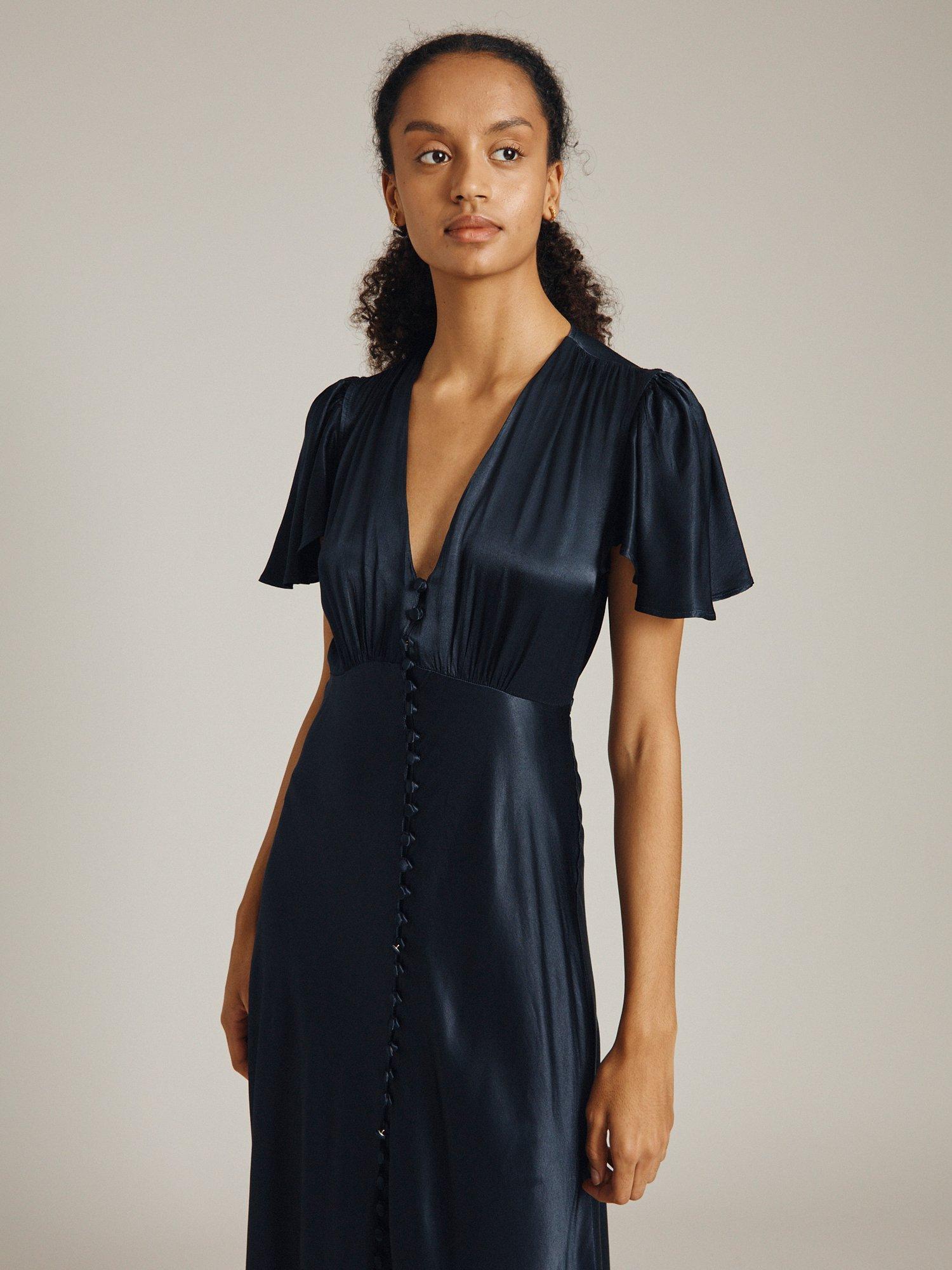 Product image 3 of 3, which shows Ghost Delphine V-Neck Maxi Dress, Navy, XS