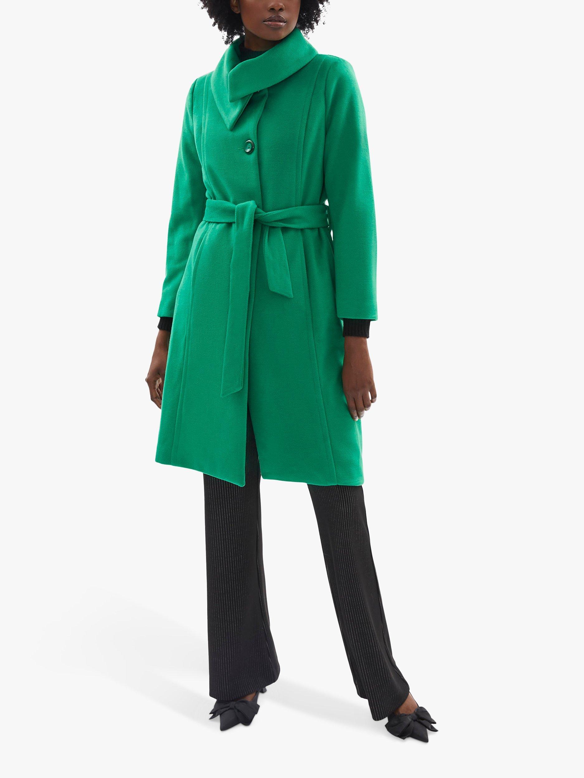 Product image 1 of 5, which shows James Lakeland Large Collar Belted Coat, Green, 8