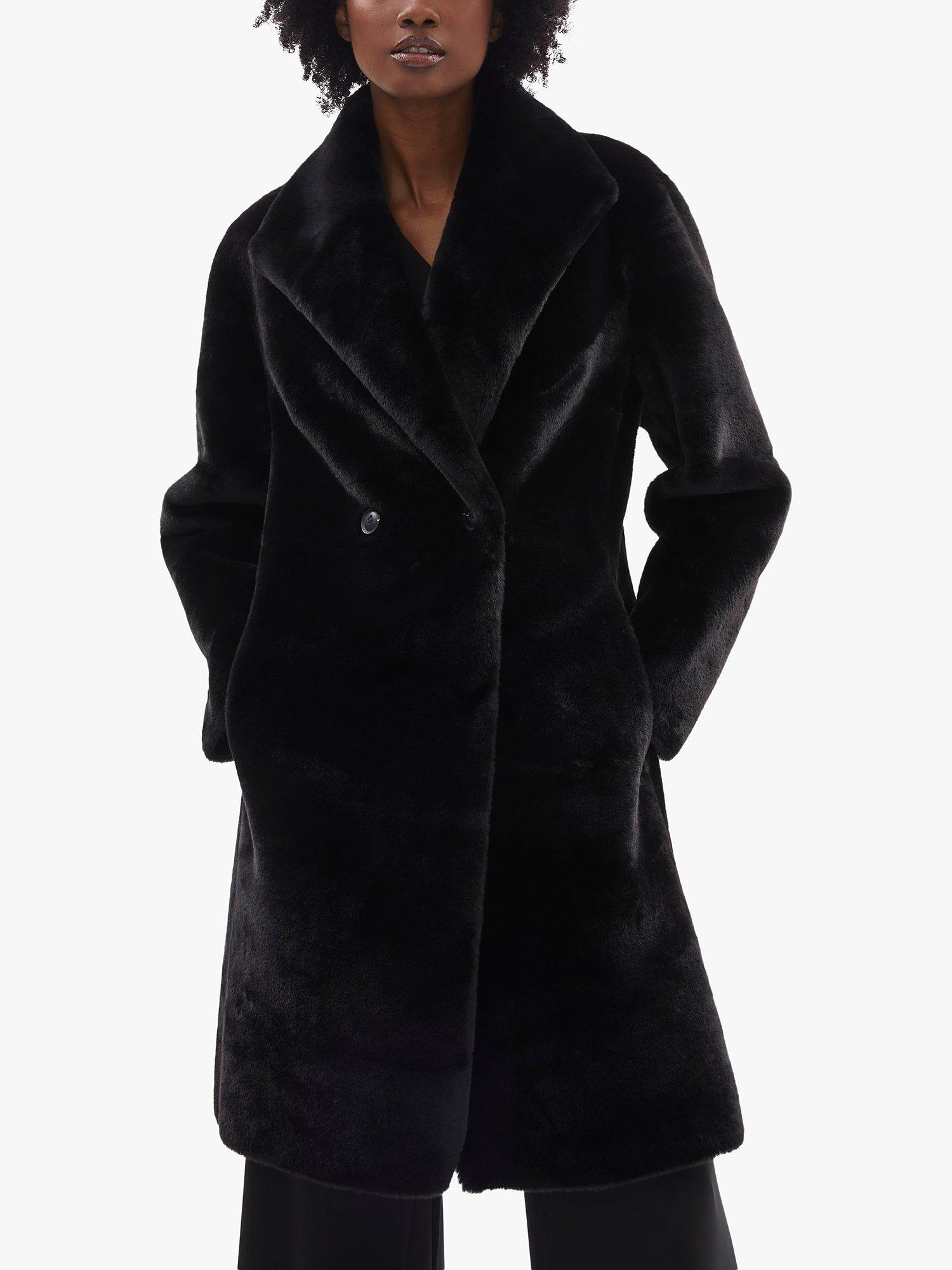 Product image 2 of 6, which shows James Lakeland Faux Leather Reversible Wrap Coat, Black, 14