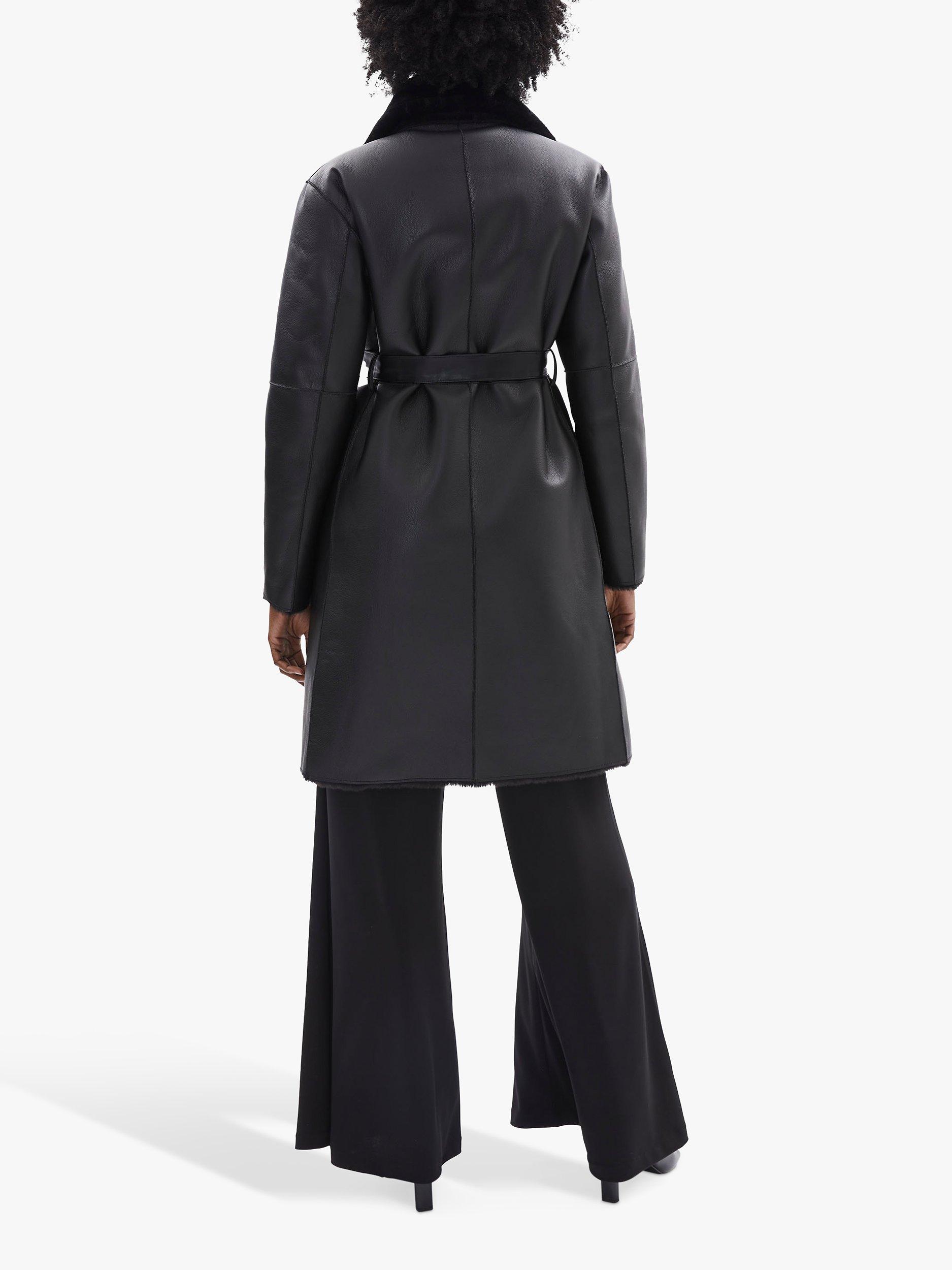 Product image 3 of 6, which shows James Lakeland Faux Leather Reversible Wrap Coat, Black, 14