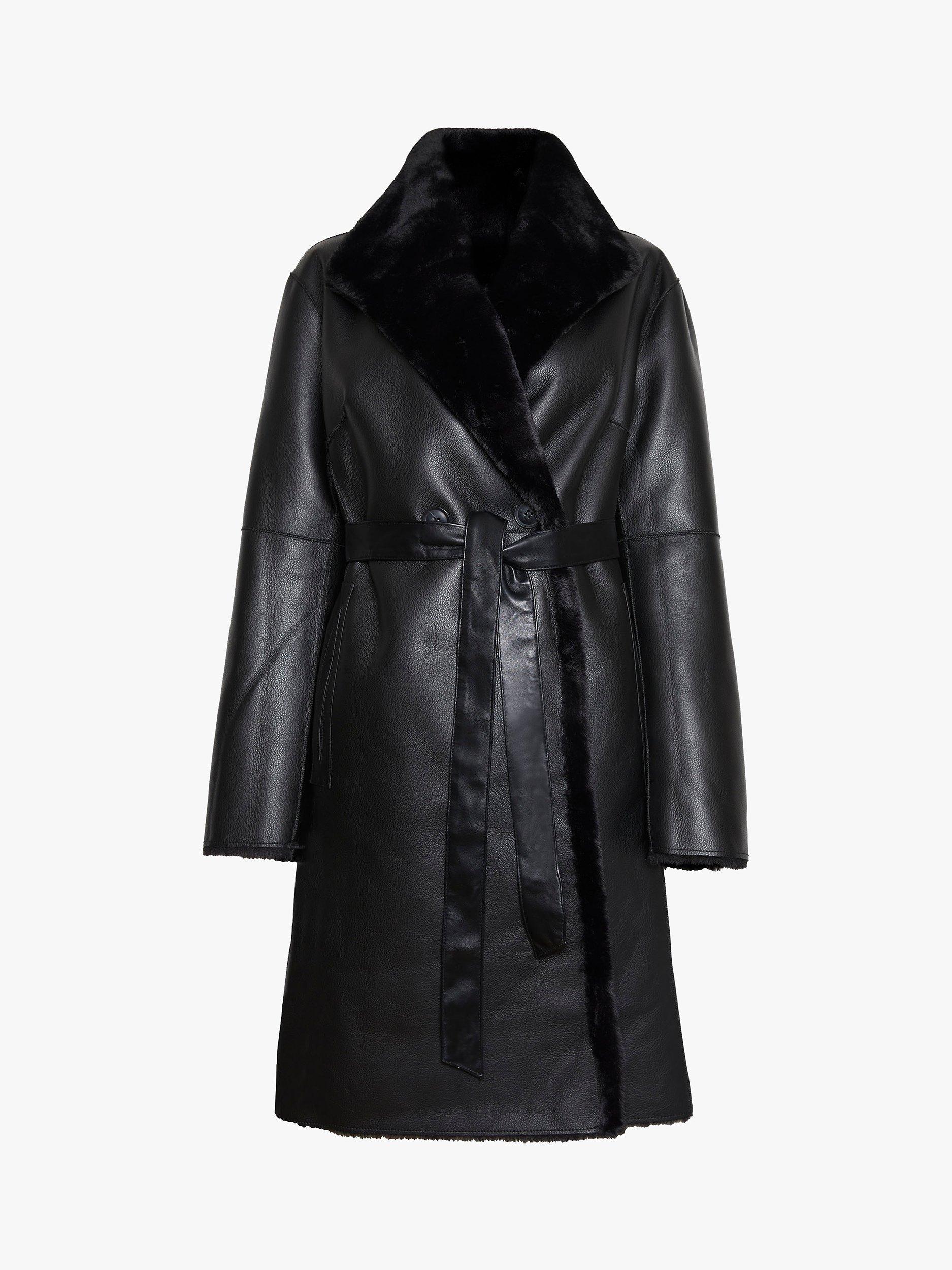 Product image 6 of 6, which shows James Lakeland Faux Leather Reversible Wrap Coat, Black, 14